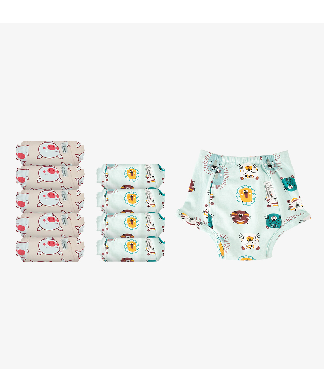 Snugkins 100% Cotton Reusable Potty Training Pull Up Pants Pack of 10 - Multicolor (Print May Vary)-image-38