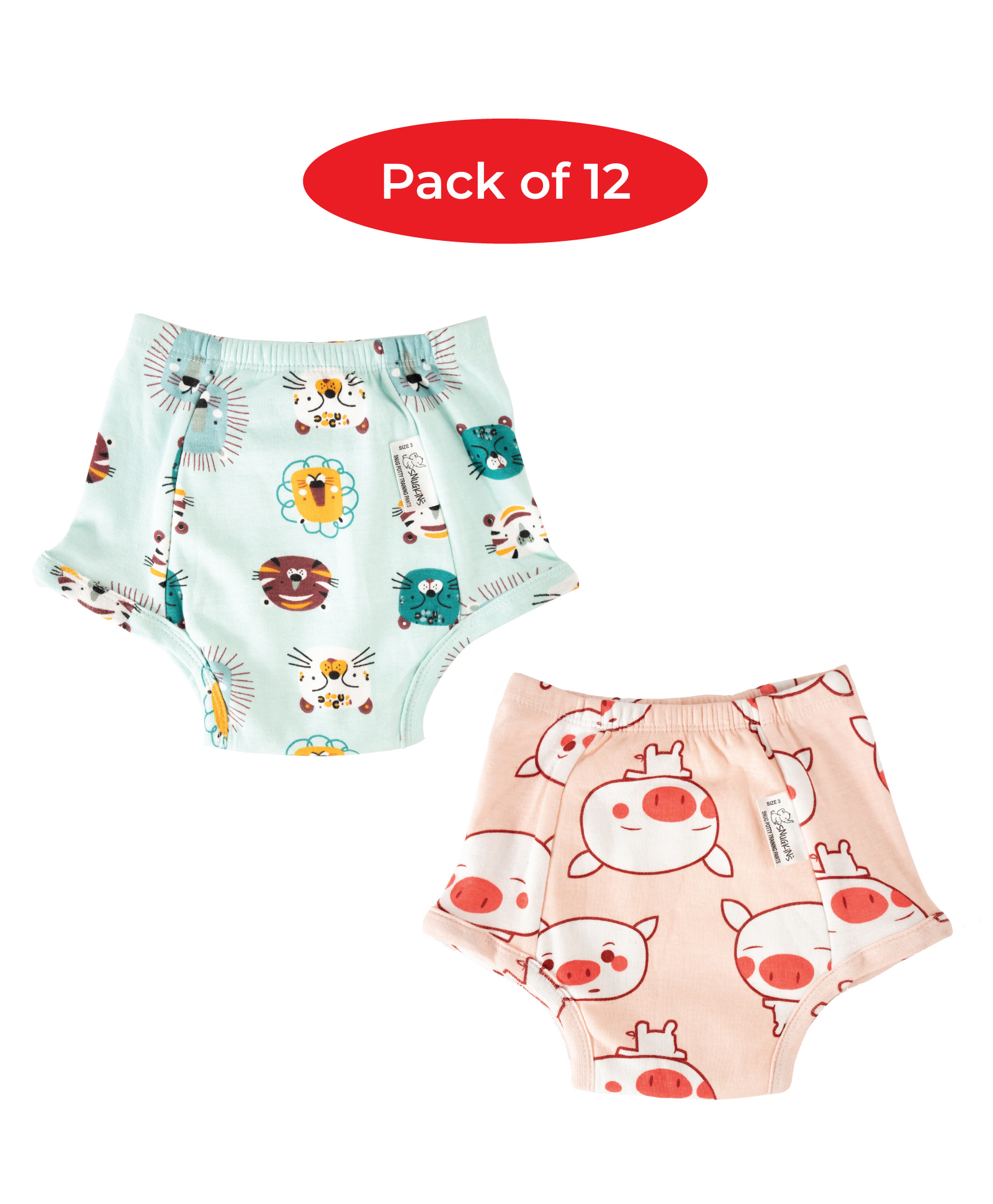 Snugkins 100% Cotton Reusable Potty Training Pullup Pants Picture Perfect Size 2 Pack of 12 - Multicolor-image-40