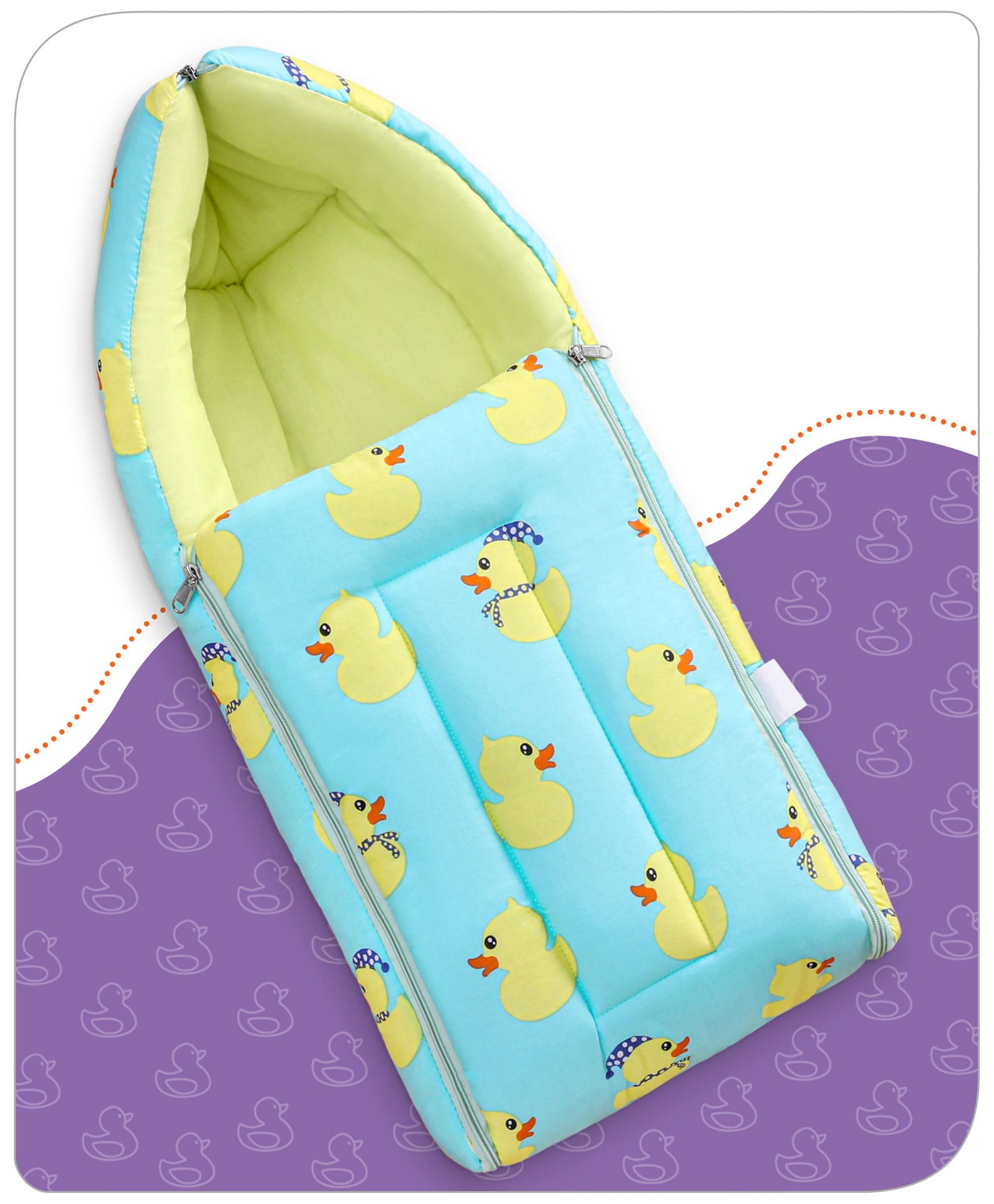 Babyhug Cotton Sleeping Bag Duck Print- Blue-image-31