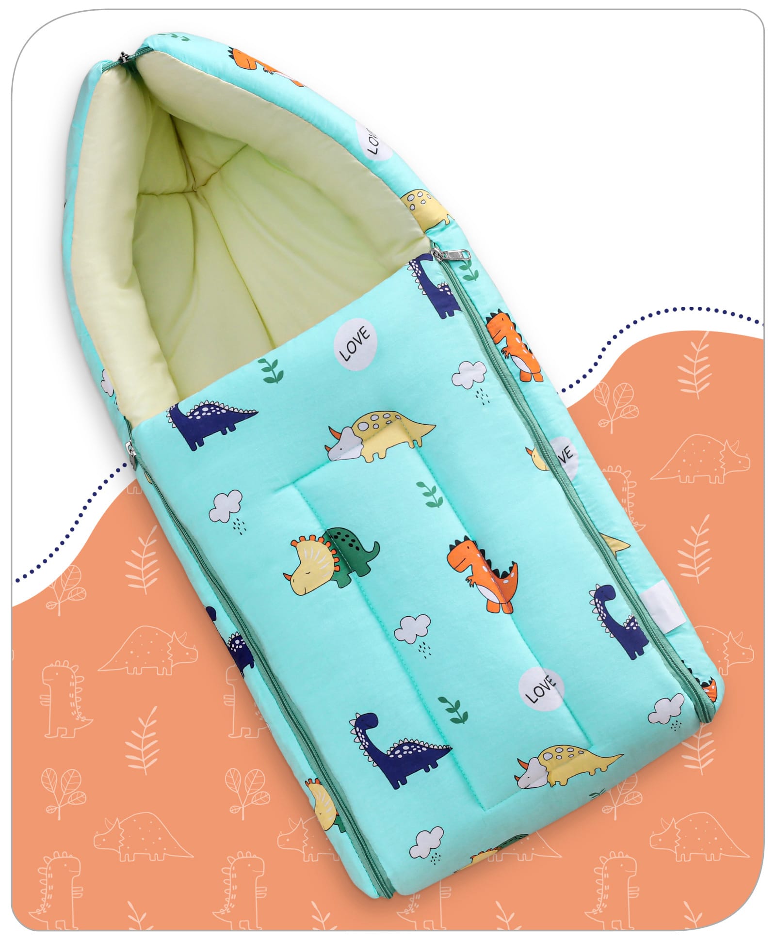 Babyhug Cotton Sleeping Bag Dino Print- Blue-image-15