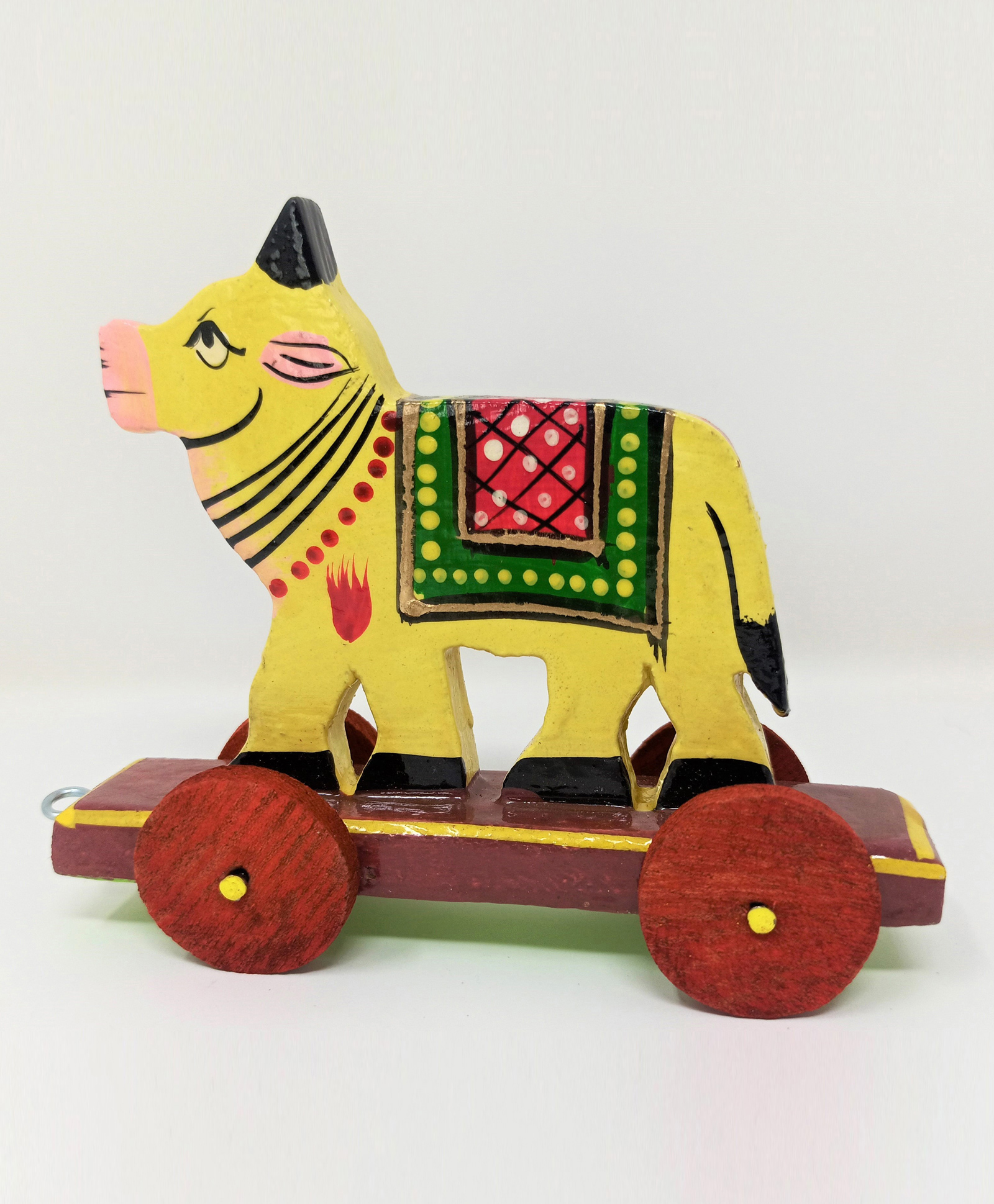 A&A Kreative Box Wooden Pull Along Cow - Yellow-image-13