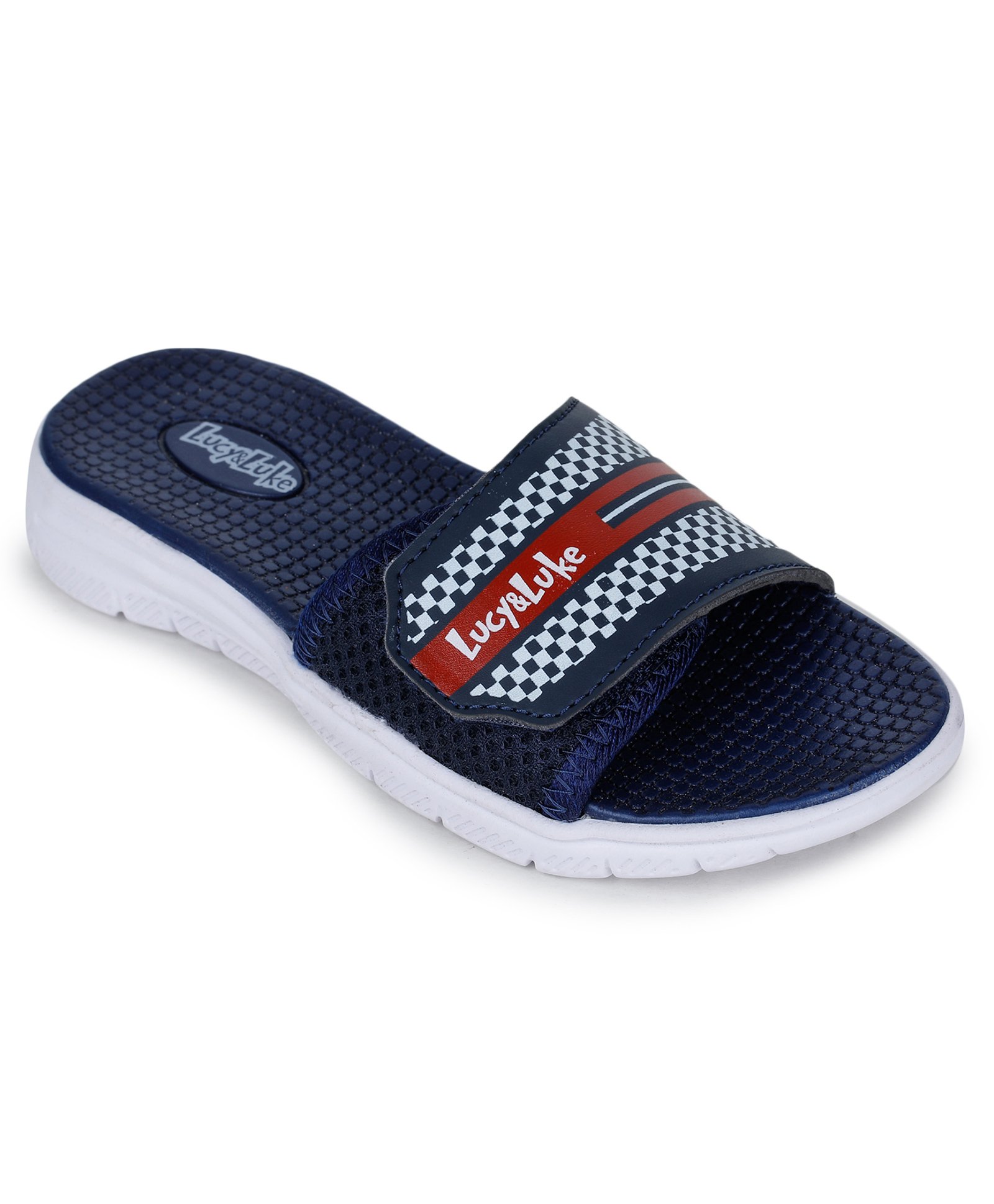 LIBERTY Chessboard Checked Design Text Printed Flip Flops - Navy Blue-picture-20