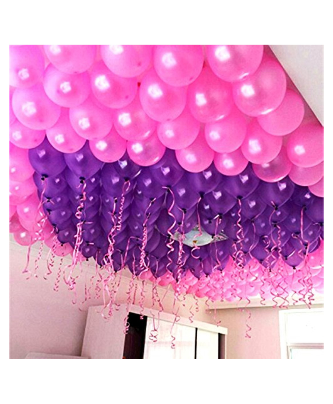 Bubble Trouble Party Balloons For Decoration  Bundled With Glue Dots Roll And Balloon Curling Ribbons Pink and Purple - Pack of 100-picture-25