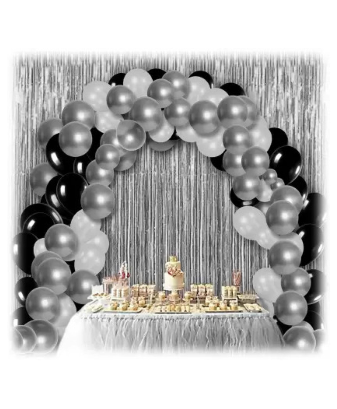 Bubble Trouble Black Balloons For Decoration Black & Silver Metallic Balloons - Pack Of 50-image-30