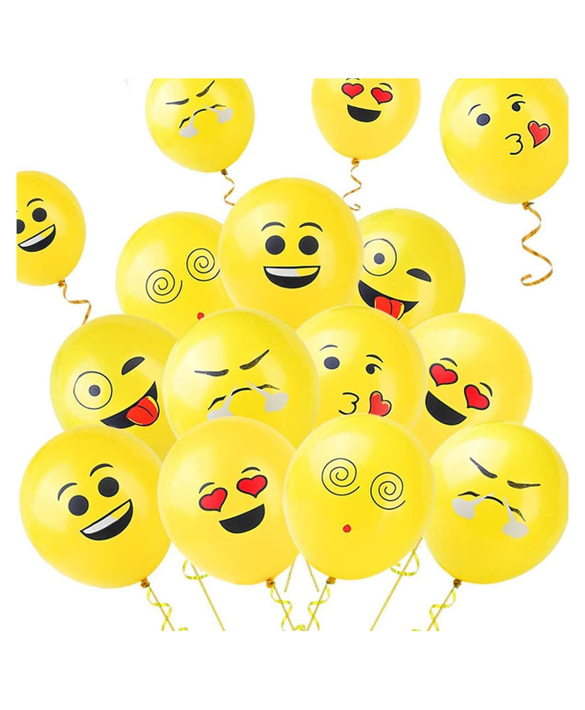 Bubble Trouble Face Expression Latex Rubber Emoji Balloon Pack of 100 - Yellow-image-19