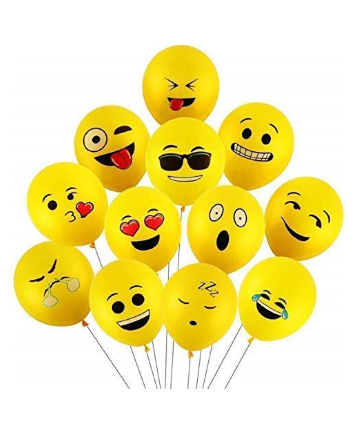 Bubble Trouble Face Expression Latex Rubber Emoji Balloon Pack of 25 - Yellow
