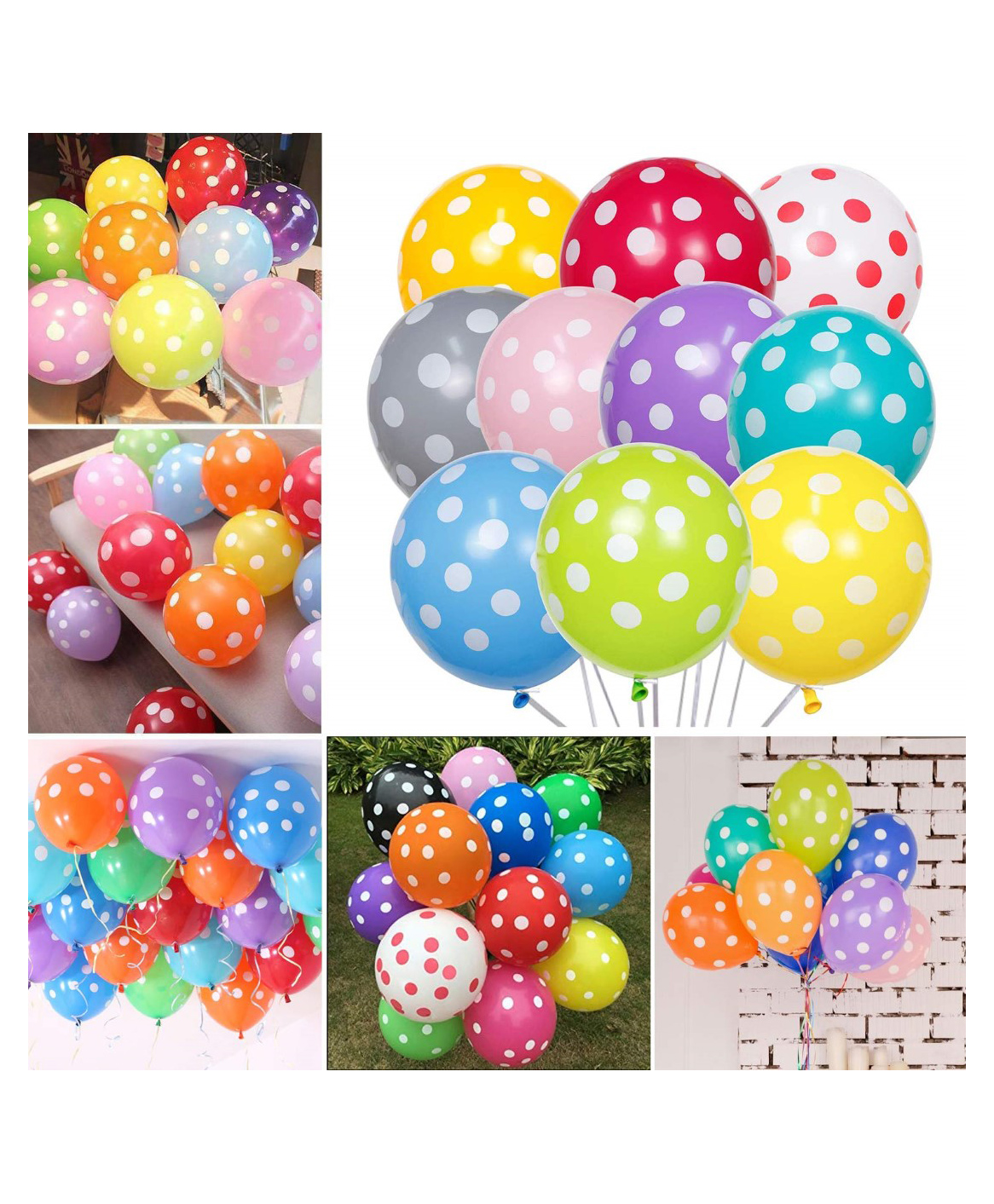 Bubble Trouble Polka Dot Balloons 12 Inches Pack of 100 Assorted Colored Party Balloons For Wedding Graduation Birthday Christmas Baby Shower Party Decoration - Multicolor-image-22