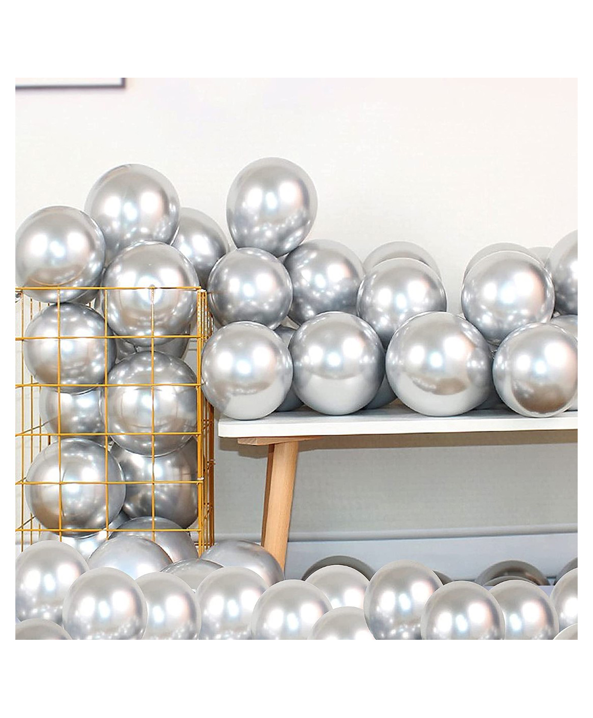 Bubble Trouble Silver Metallic Chrome Balloons With Shiny Surface For Birthdays - Pack of 100-image-14
