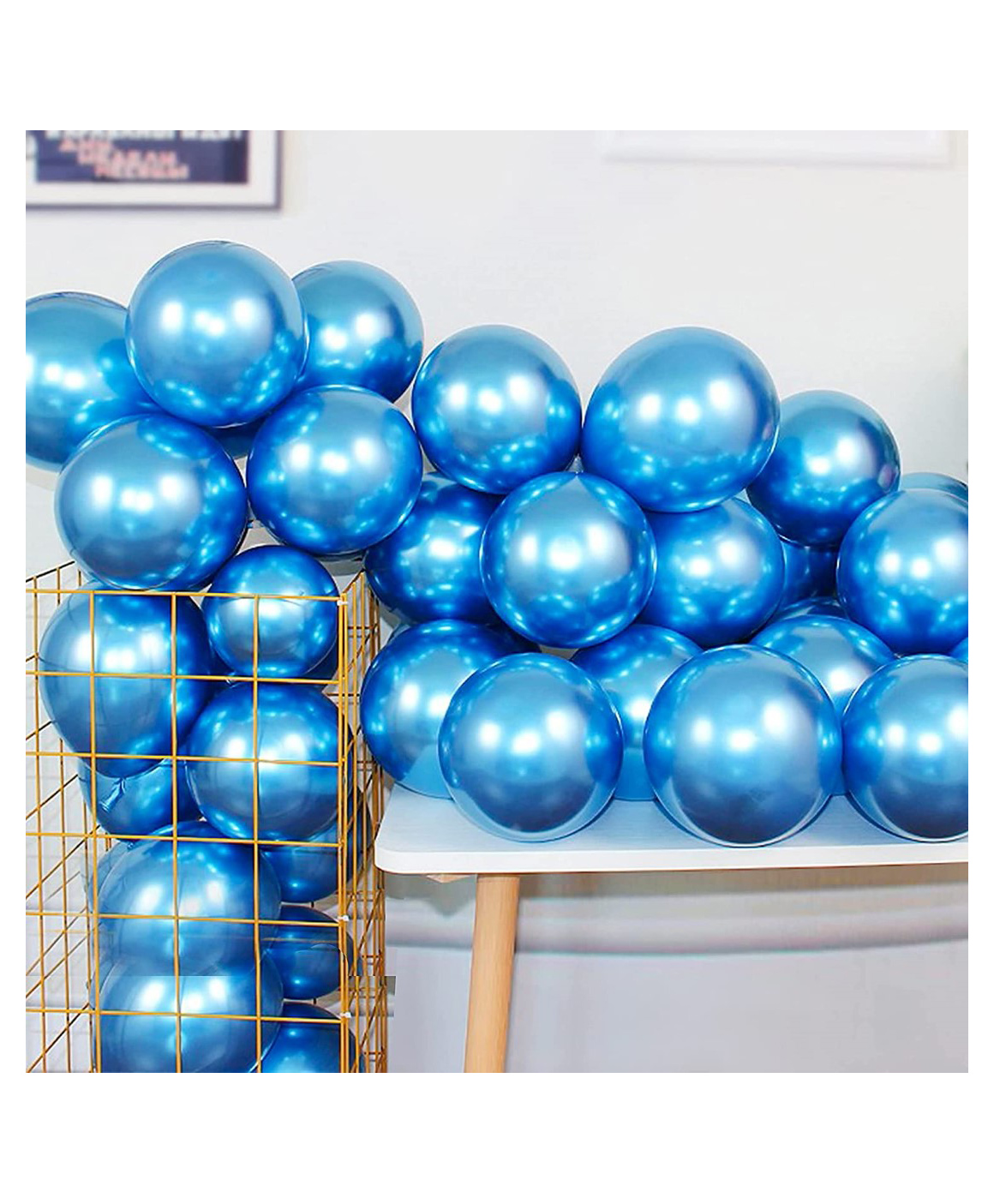 Bubble Trouble Blue Metallic Chrome Balloons With Shiny Surface For Birthdays - Pack of 100-image-48