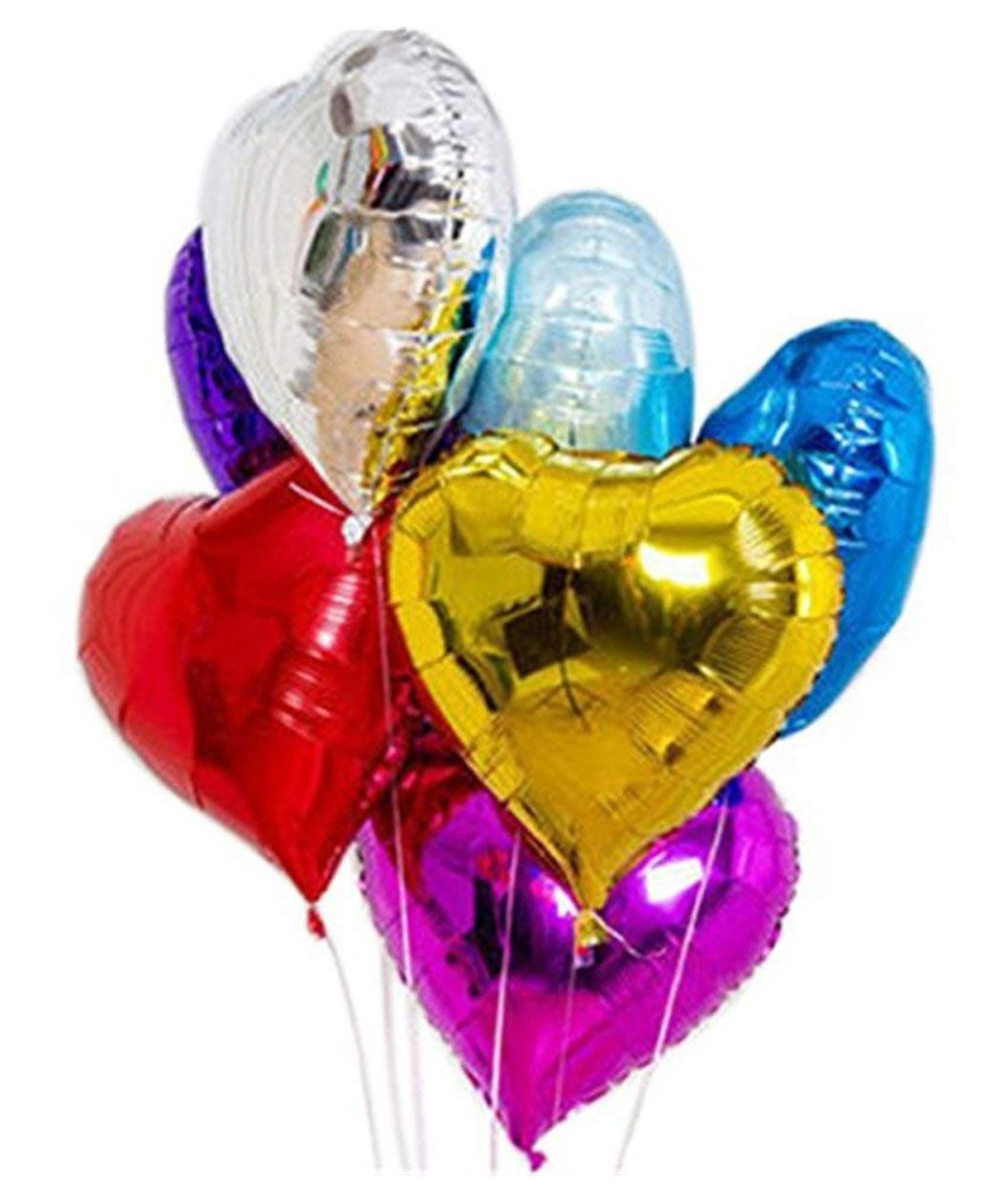 Bubble Trouble 18 Inches Heart Shape Foil Balloon Multicolour - Pack Of 10-image-25