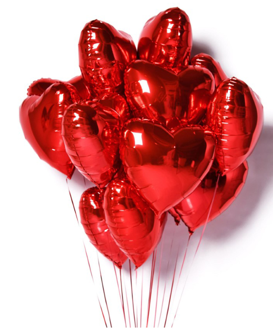 Bubble Trouble 18 Inches Heart Shape Foil Balloon Red - Pack Of 10