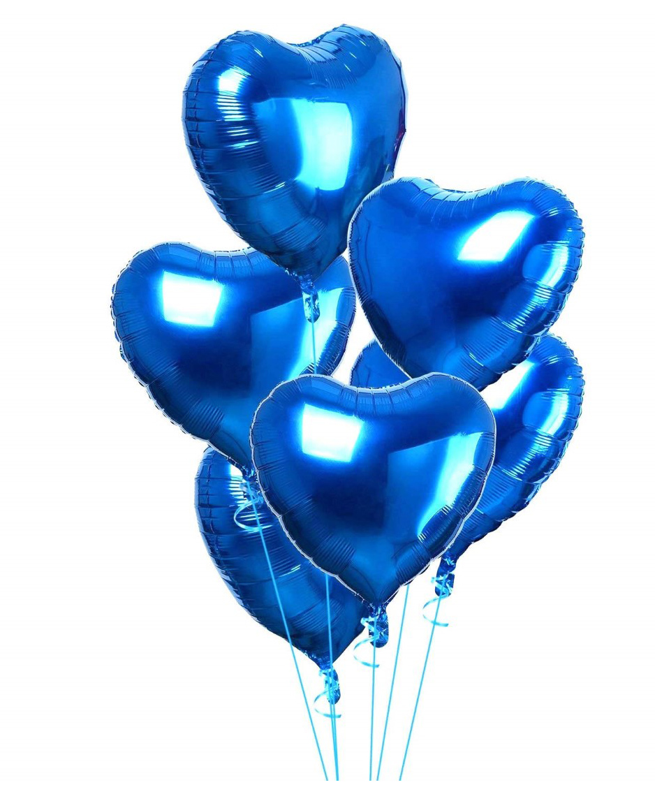Bubble Trouble 18 Inches Blue Heart Shape Foil Balloon - Pack Of 10-image-7