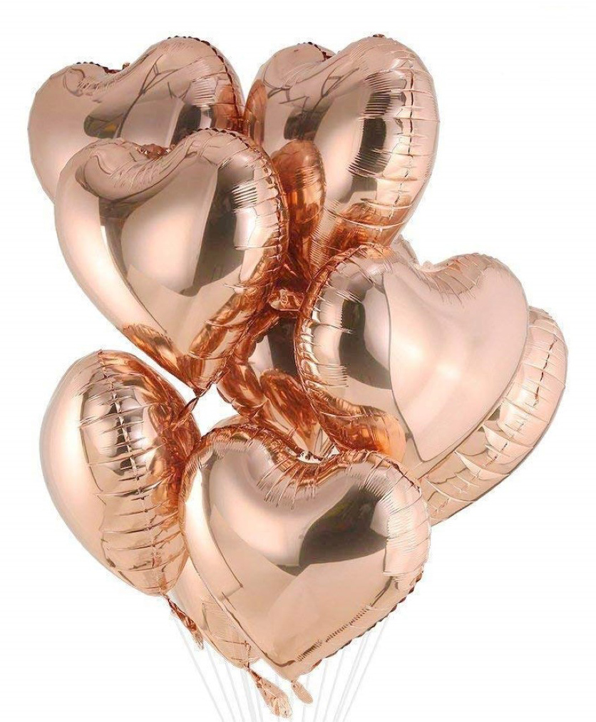 Bubble Trouble Heart Shape Foil Balloons 18 Inches Rose Gold - Pack of 10-picture-15