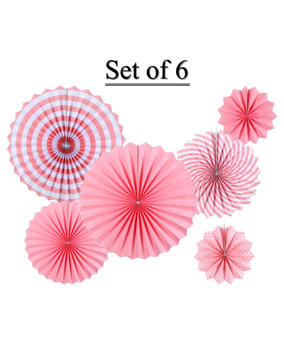 Bubble Trouble Western Printed Paper Fan Decoration Pack of 6 - Pink-image-2