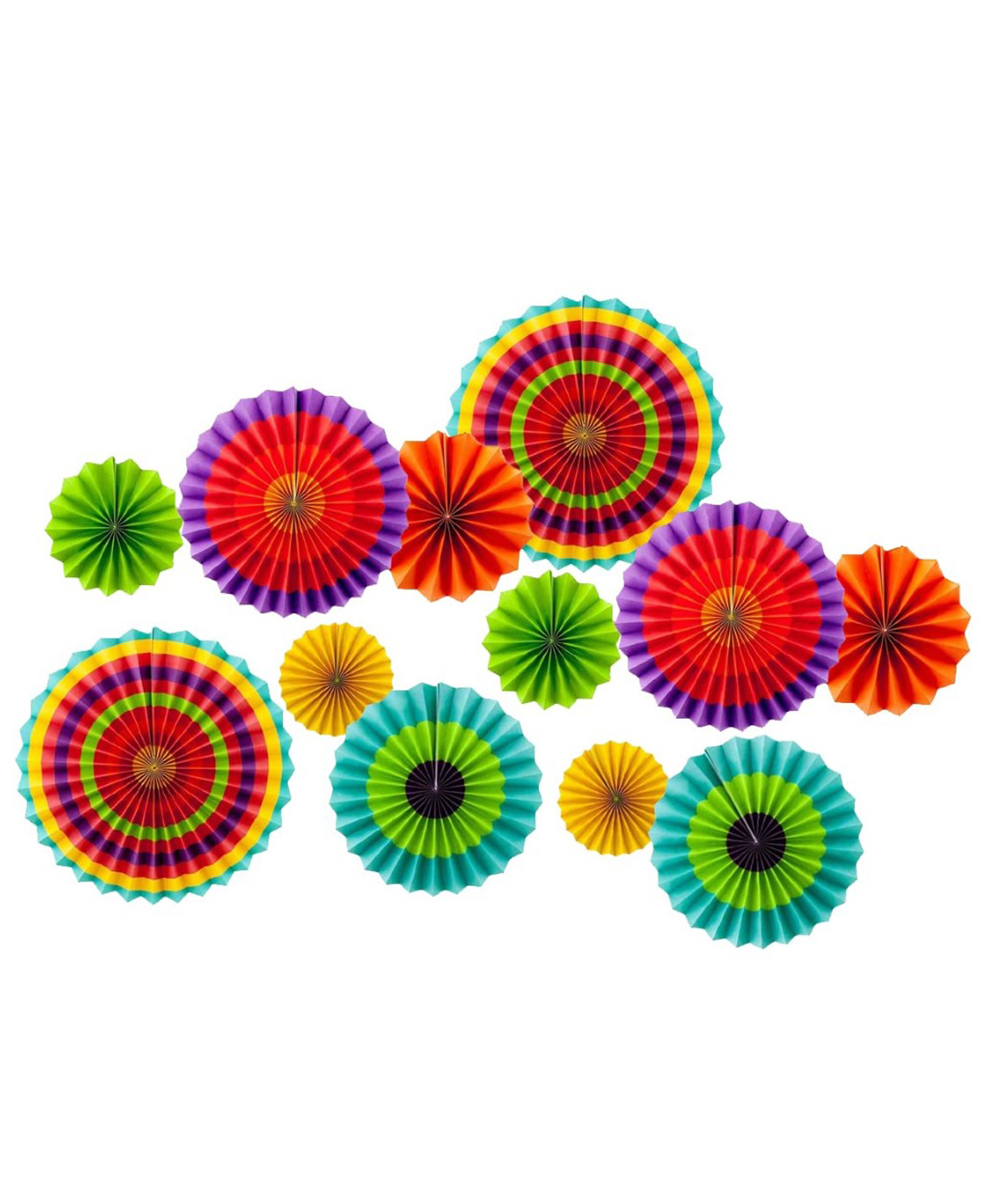 Bubble Trouble Western Printed Paper Fan Decoration Pack of 6 - Multicolor-image-2
