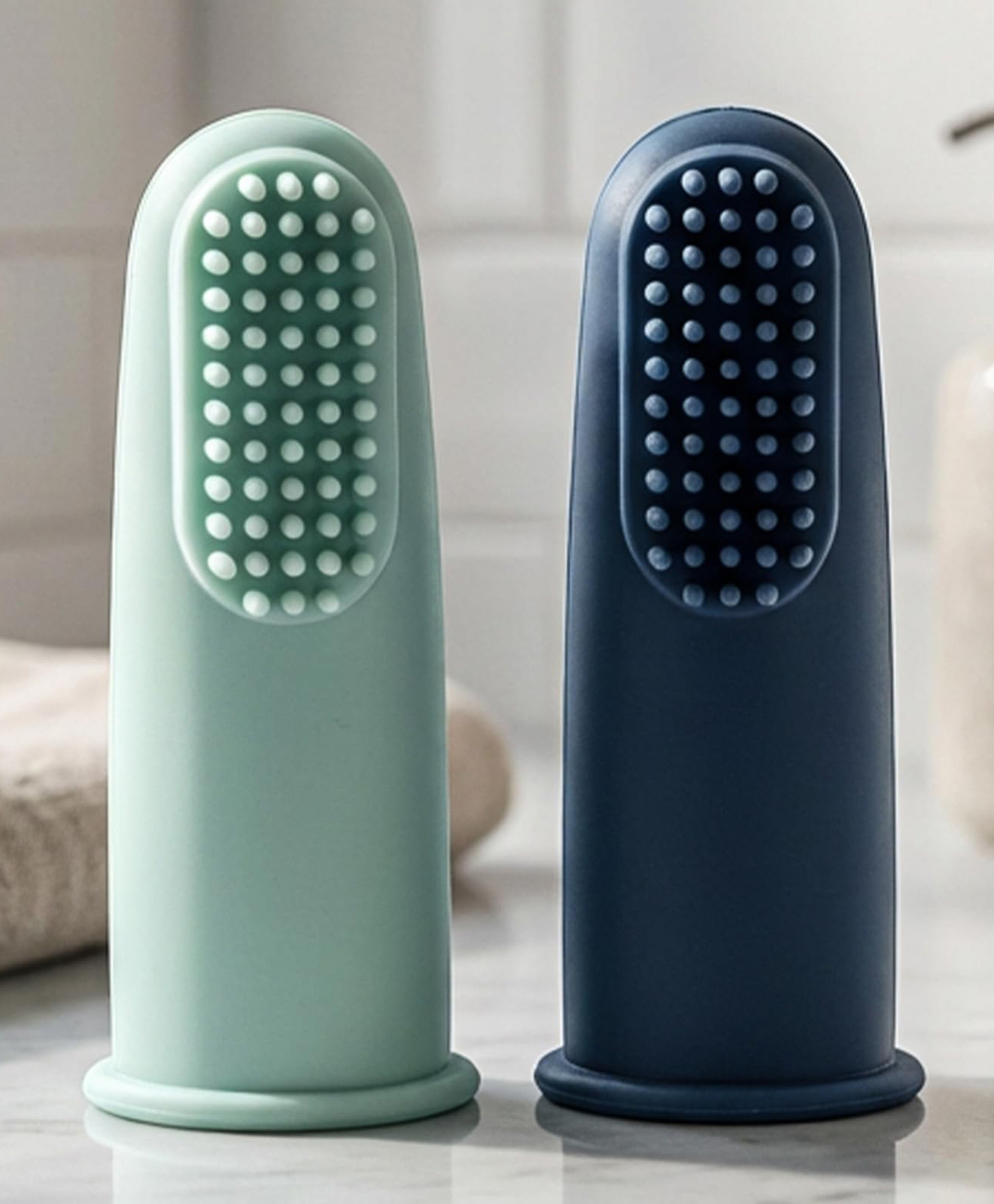 Baybee Silicone Baby Finger Brush with Super Soft Bristles BPA Free Teeth & Tongue Cleaning Toothbrush (Pack of 2) - Black & Green-image-26