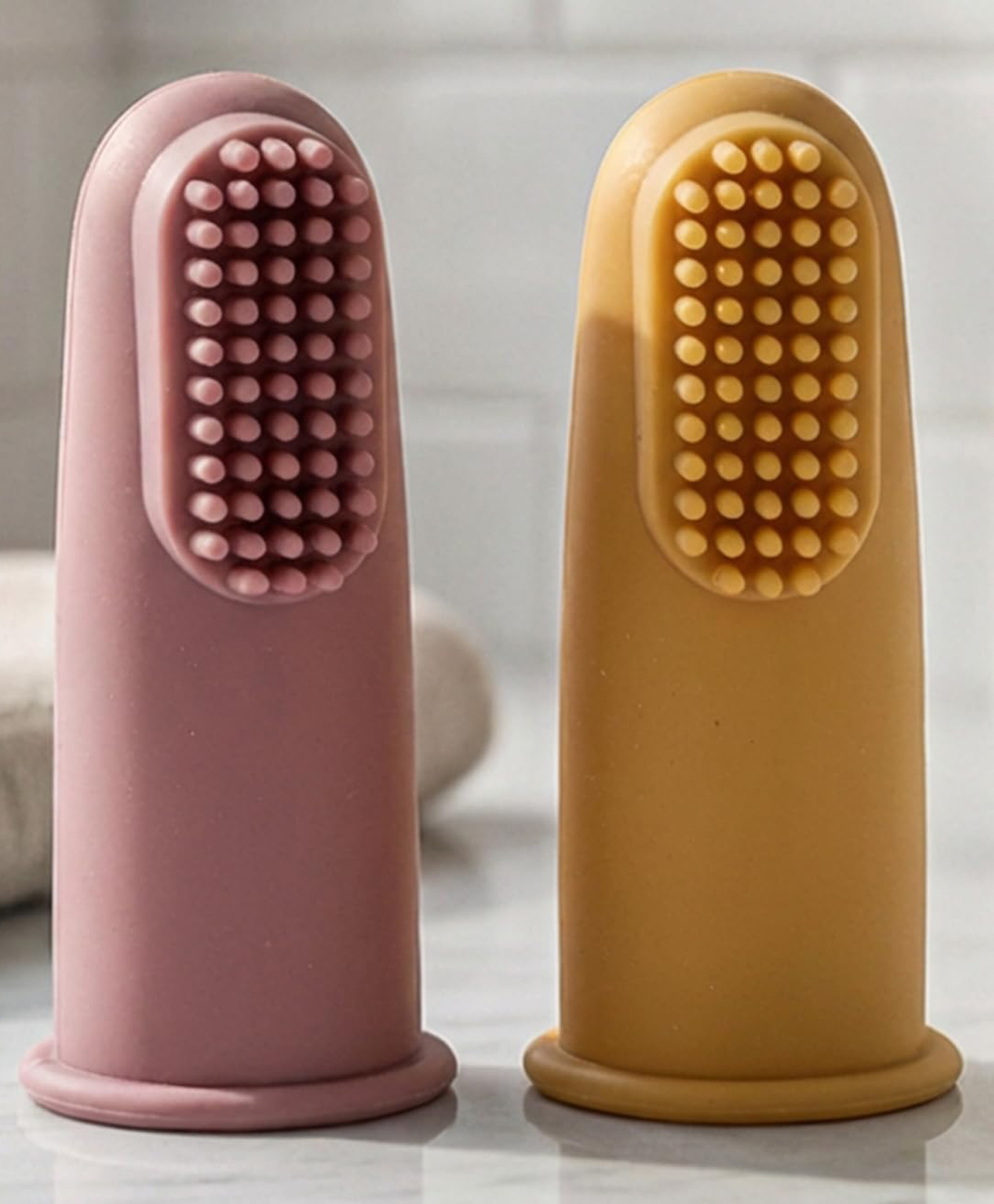 Baybee Silicone Baby Finger Brush with Super Soft Bristles BPA Free Teeth & Tongue Cleaning Toothbrush (Pack of 2) - Pink & Yellow-image-18