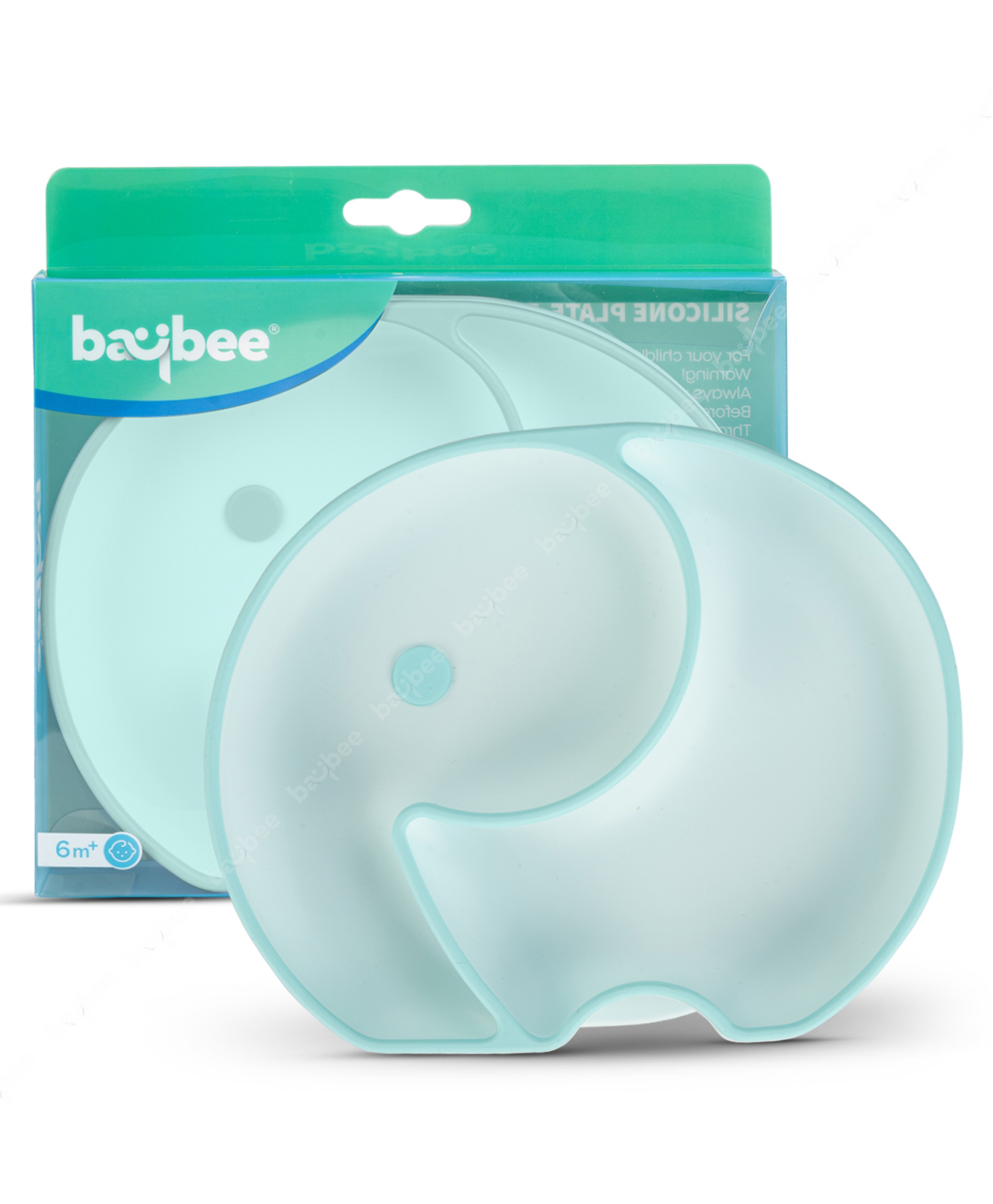Baybee Elephant Silicone Suction Plate for Kids - Green-picture-33