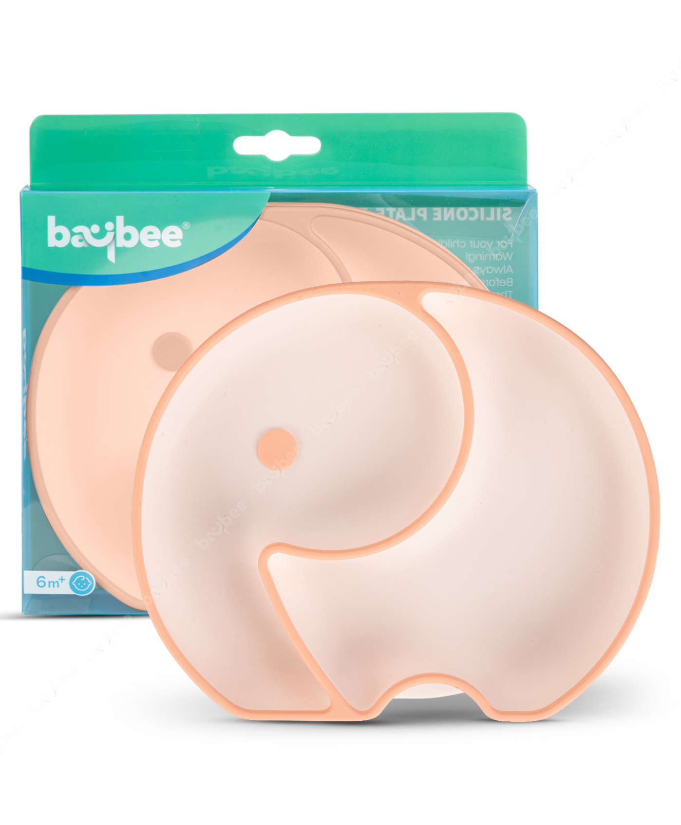 Baybee Elephant Silicone Suction Plate for Kids - Orange-image-12