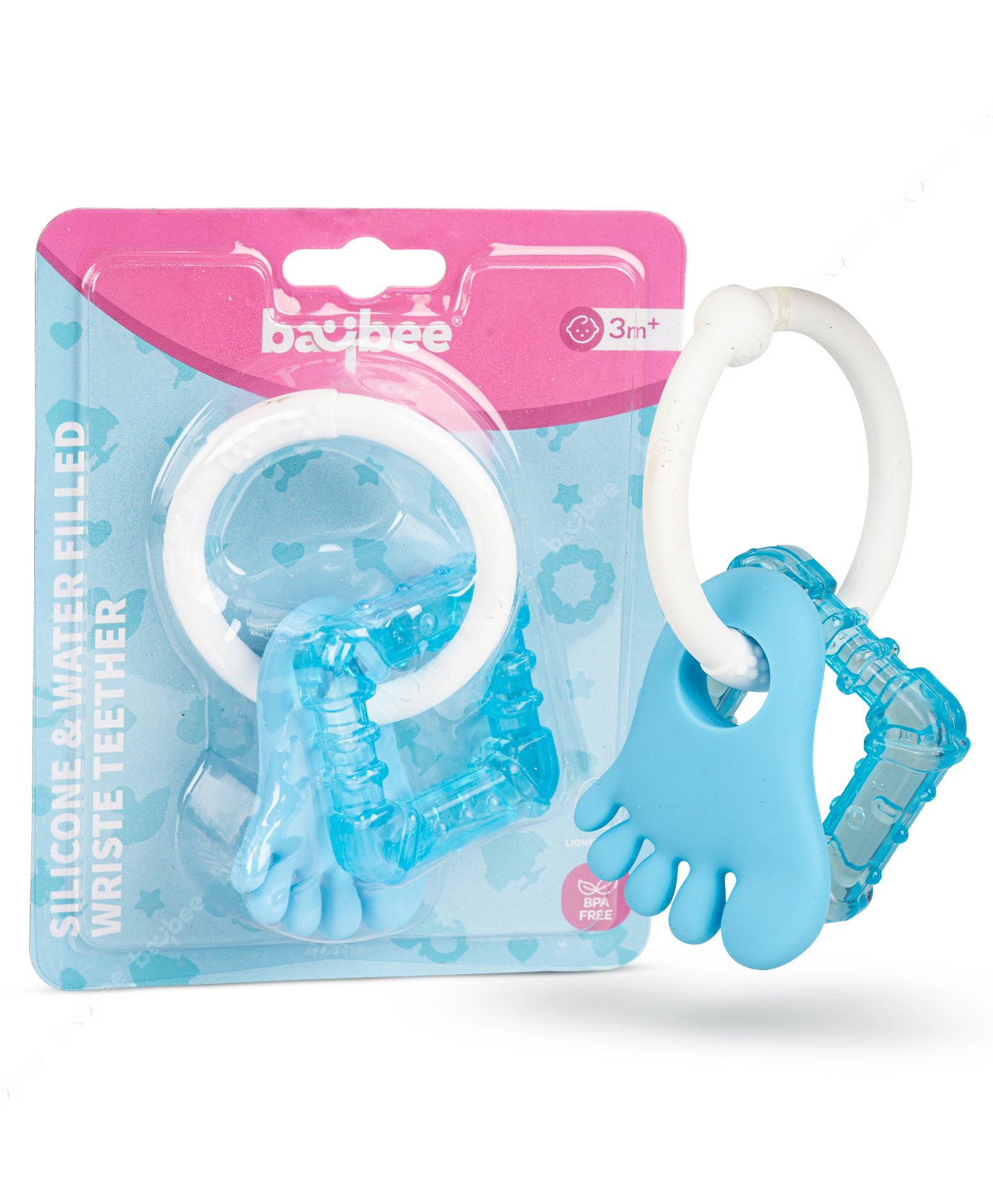 Baybee Wrist Silicone Rattle and Teether for Babies to Soothe Their Gums BPA Free Non Toxic Food Grade Chewing Baby Teether - Blue-picture-20