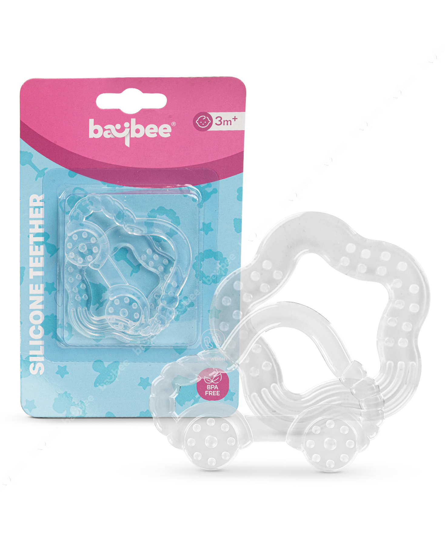Baybee Natural Water Filled Silicone Teether for Babies to Soothe Their Gums BPA Free Non Toxic Food Grade Chewing Baby Teether - White (Shapes May vary)-picture-19