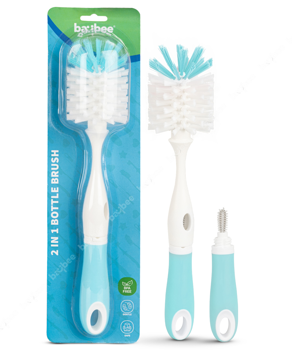 Baybee 2 in 1 Bottle & Nipple Cleaning Brush with Easy Grip 360° Rotating Long Handle Milk Bottle Cleaner Brush - Blue-picture-18
