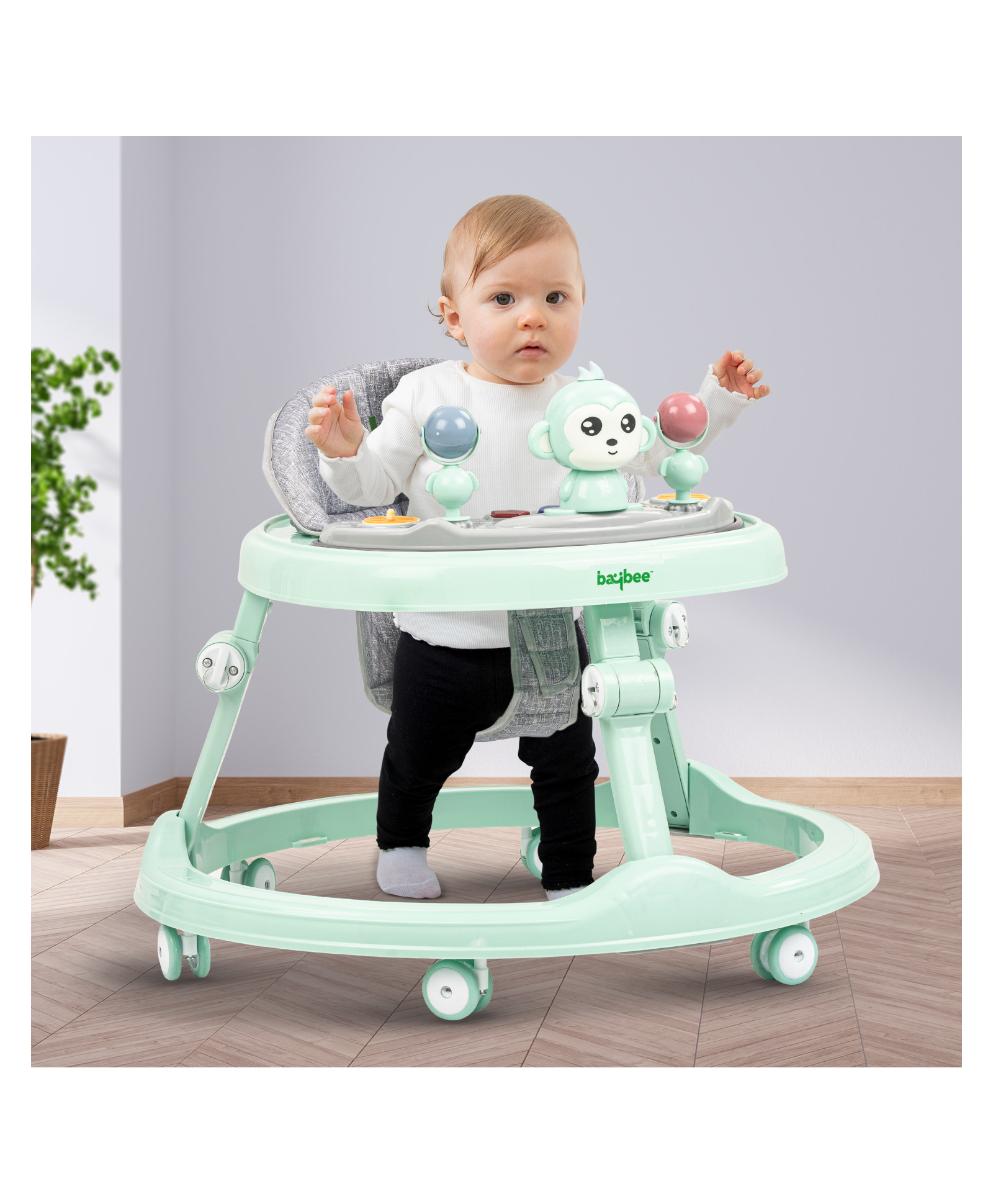 Baybee Drono Baby Activity Walker for Kids with Adjustable Height & Musical Toy Bar - Green-picture-26
