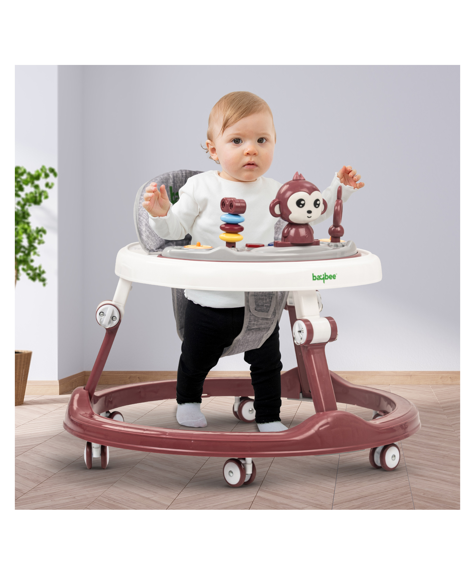 Baybee Drono Baby Activity Walker for Kids with Adjustable Height & Musical Toy Bar - Red-picture-20