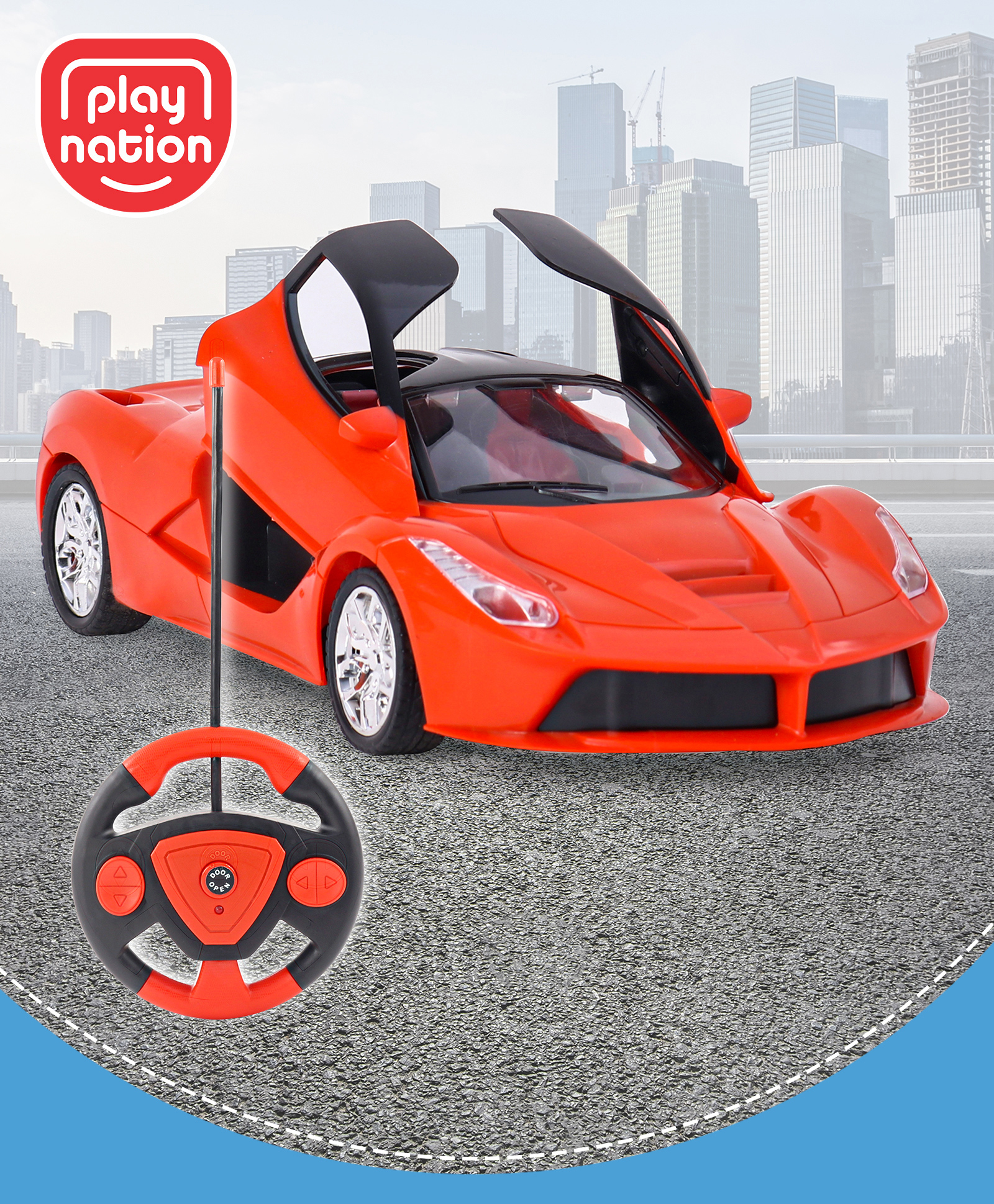 play nation PlayNation Remote Control Racing Car with Openable Doors Scale Ratio 1:16 - Red-picture-29