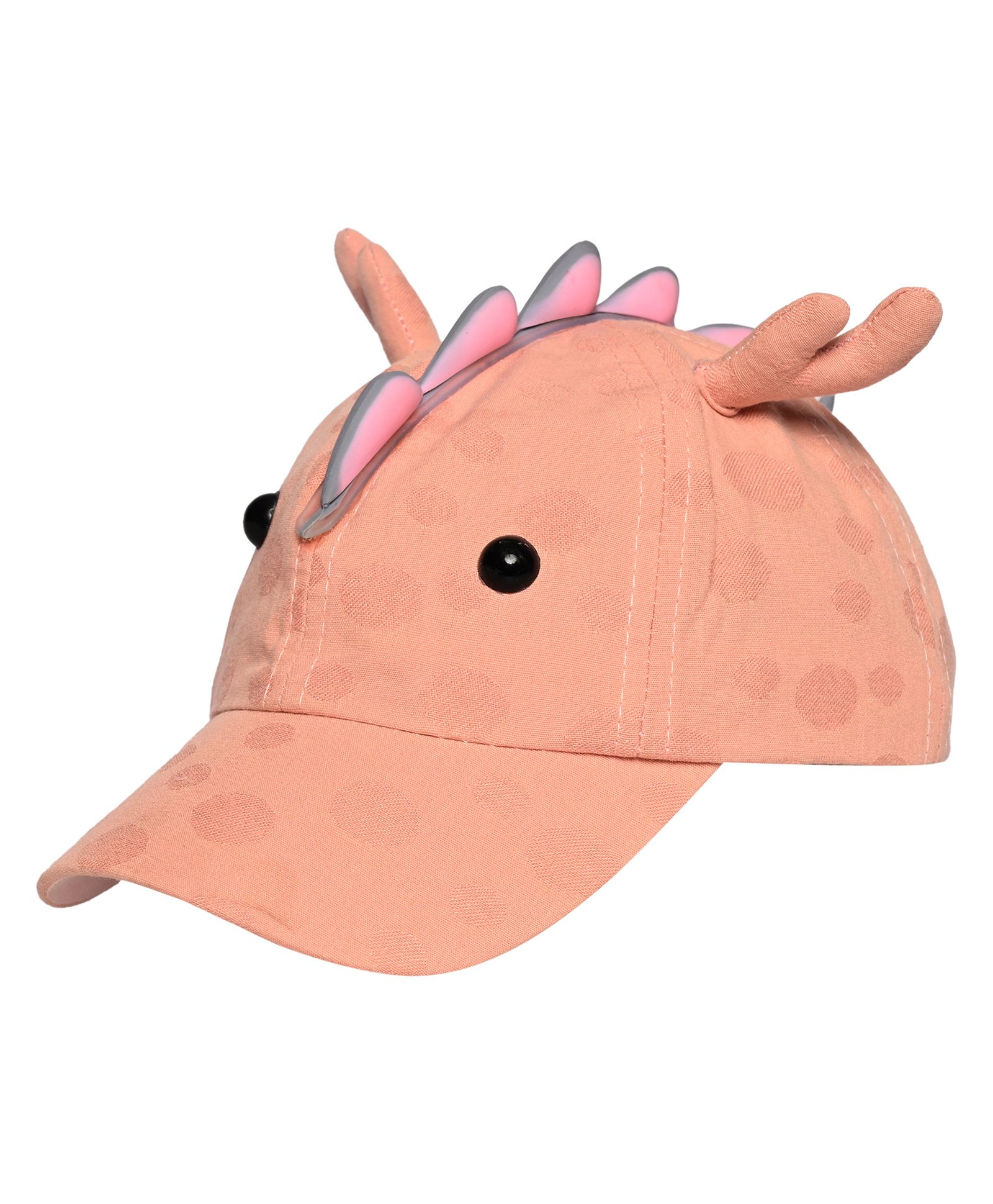 Kid-O-World Reindeer Horns Polka Self Design Cap - Peach-image-35