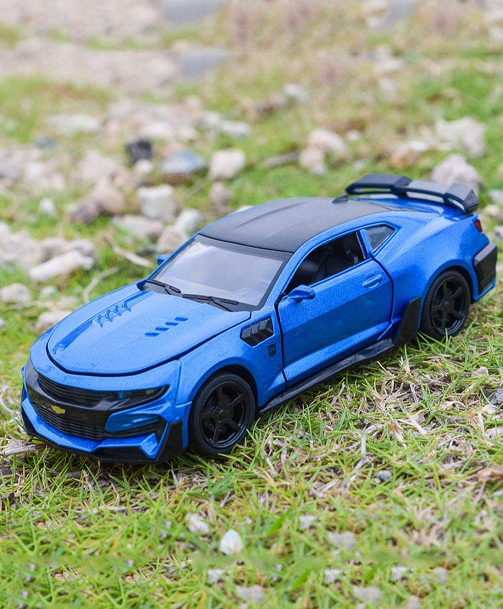 Yamama 1 32 Bumbe Bee Alloy Metal Pull Back Die Cast Car with Sound Light - Blue-image-38
