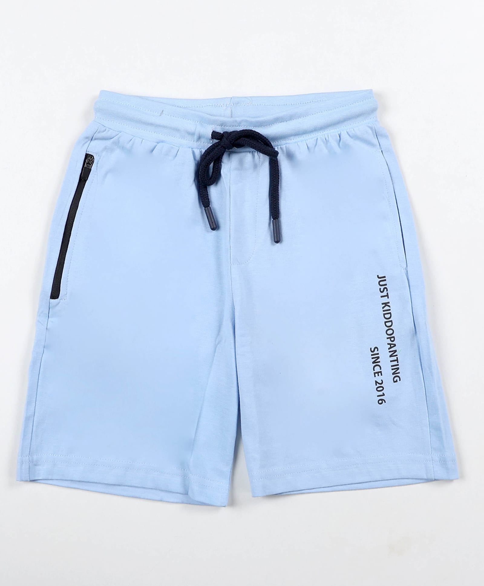 Kiddopanti Since 2016 Text Printed Shorts With Zipper Pocket - Blue-image-49