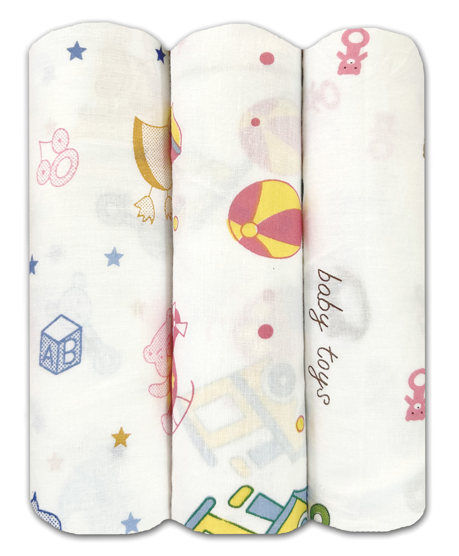 Trance Home Linen Super Soft 100% Cotton Malmal Swaddle Cloth Nursery Design Wrap Pack of 3 - MultiColour-image-23