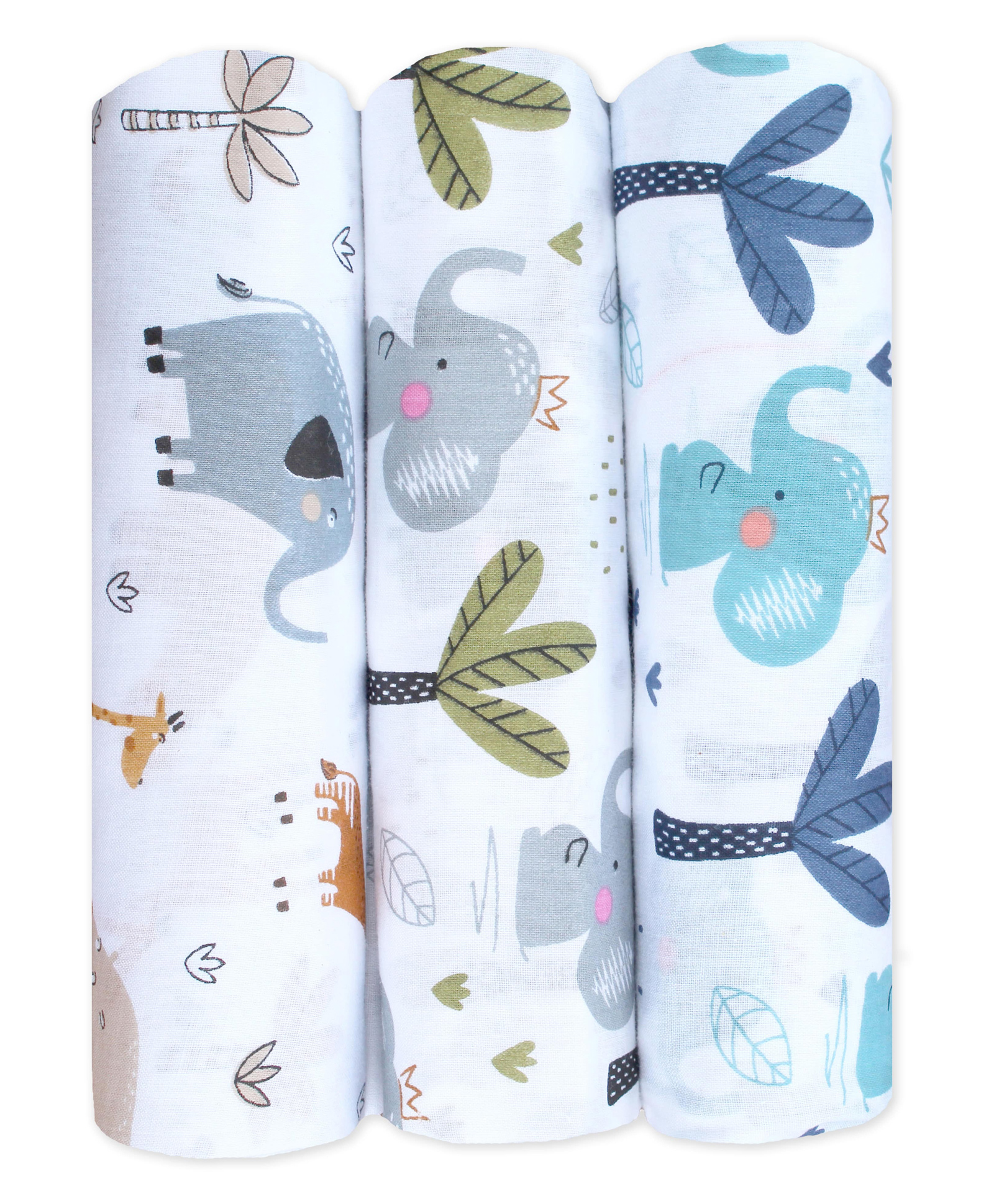 Trance Home Linen Super Soft 100% Cotton Malmal Swaddle Cloth Baby Pug Design Wrap Pack of 3 - Multicolour-image-25