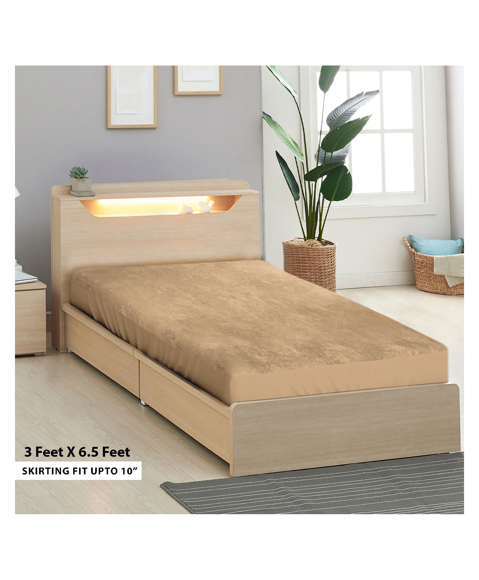 Sassoon Laika Single Size Waterproof Mattress Protector -Beige-picture-34