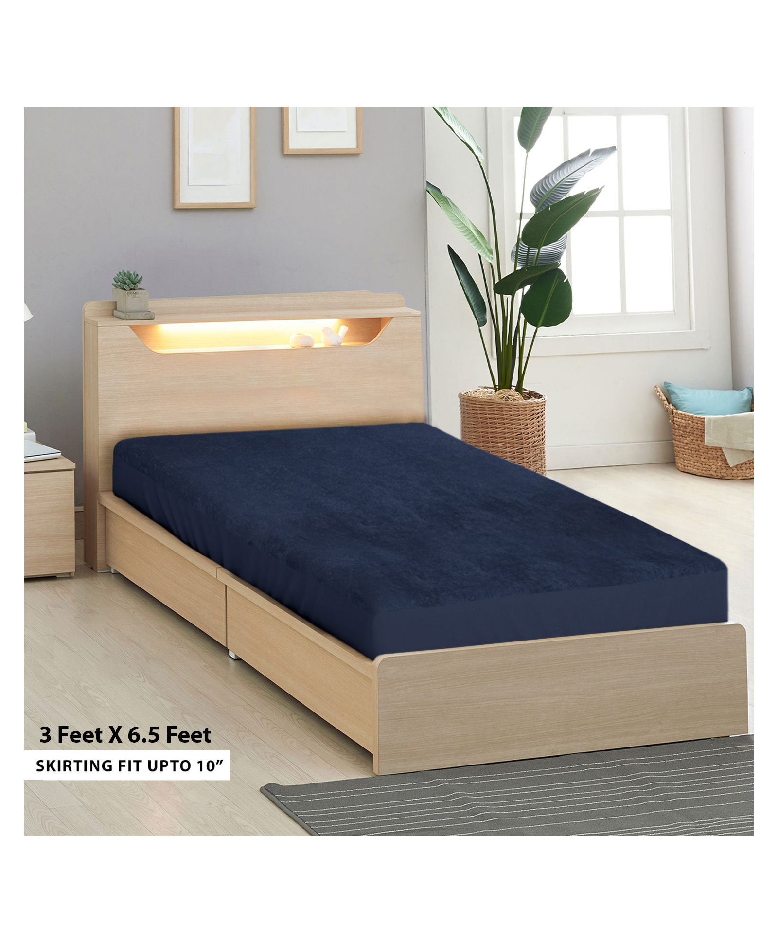 Sassoon Laika Single Size Waterproof Mattress Protector - Blue-image-30