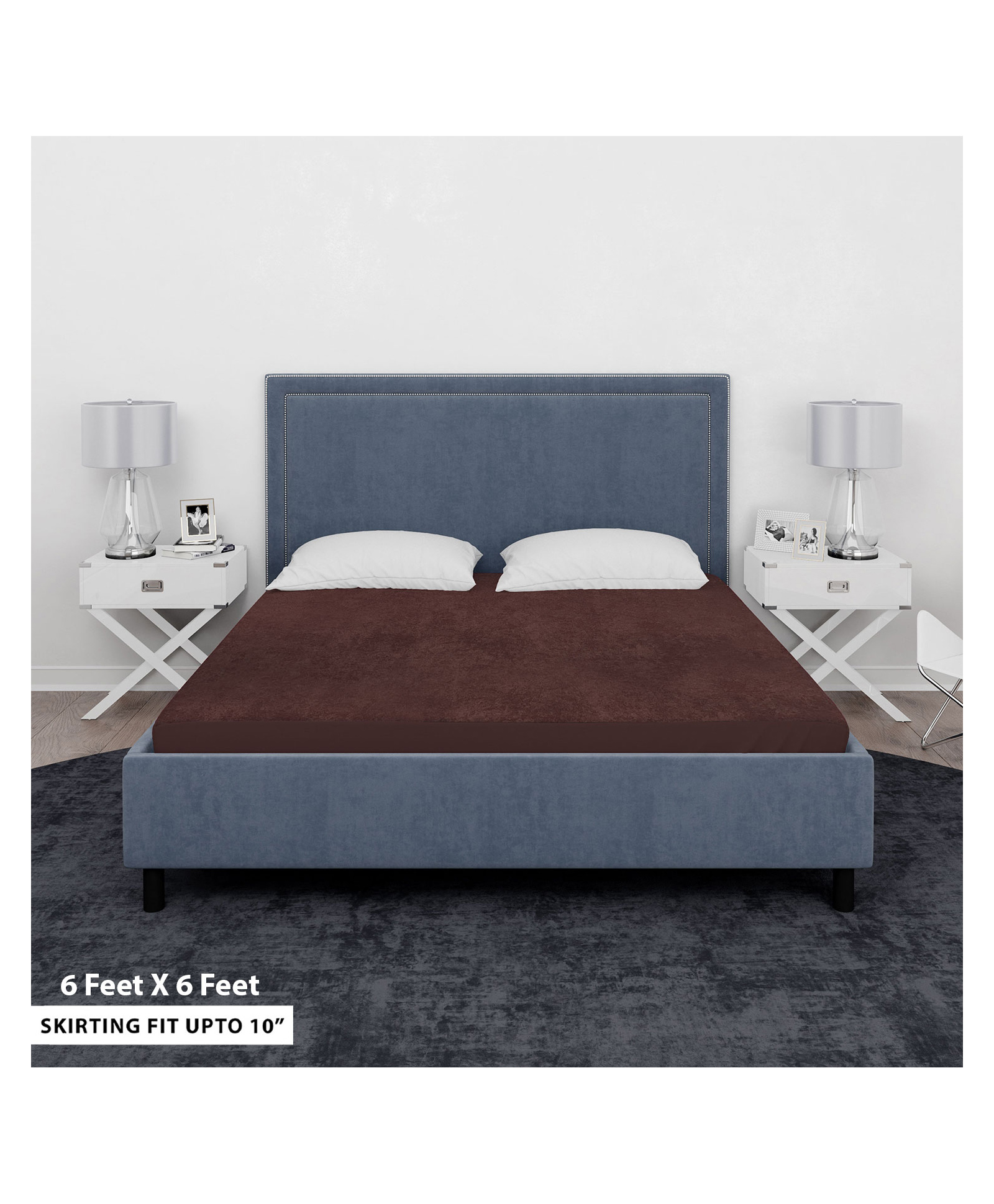 Sassoon Laika King Size Waterproof Mattress Protector 72x72 inch - Cocoa-picture-36