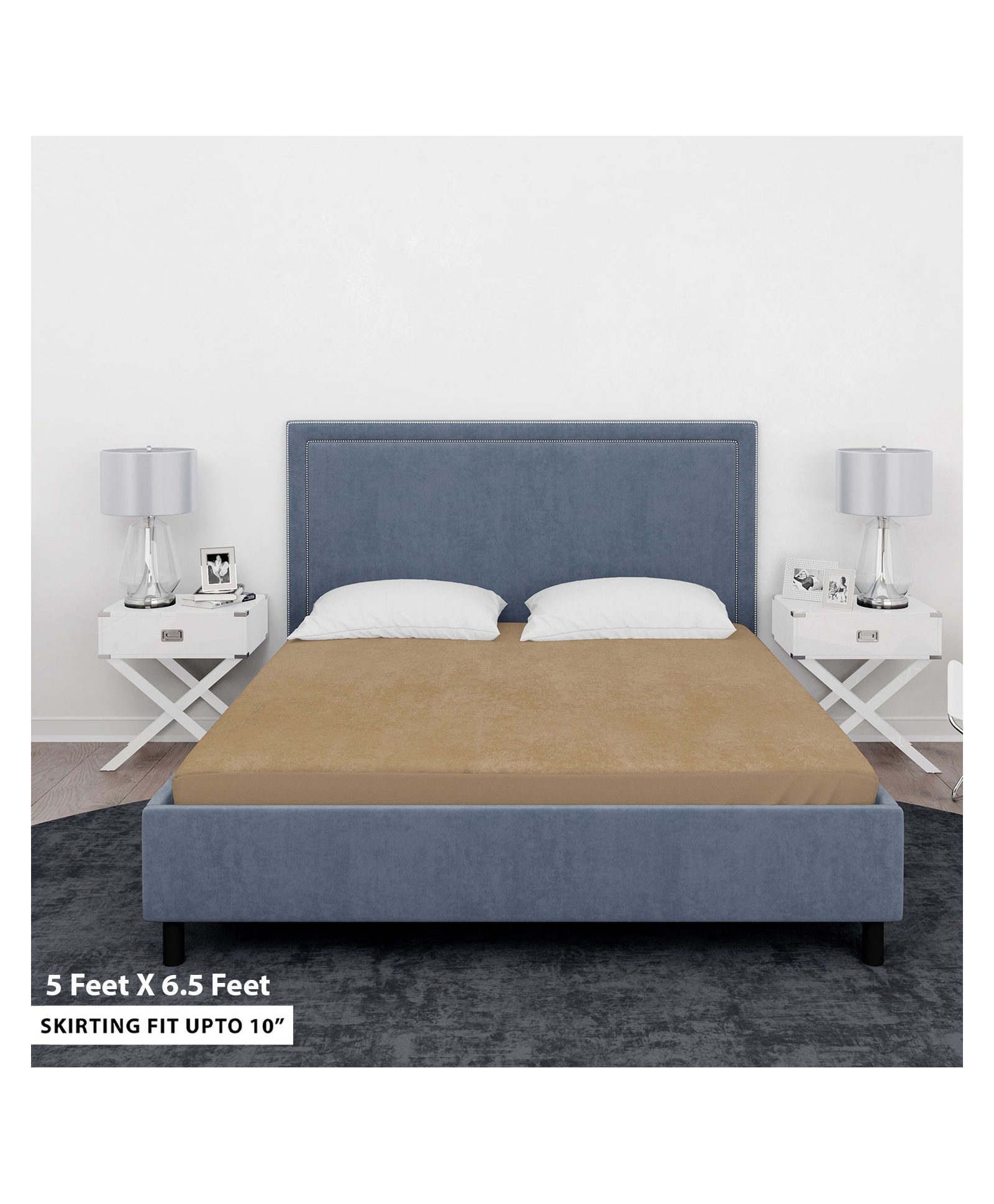 Sassoon Laika Double Size Waterproof Mattress Protector 78x60 inch - Beige-image-22