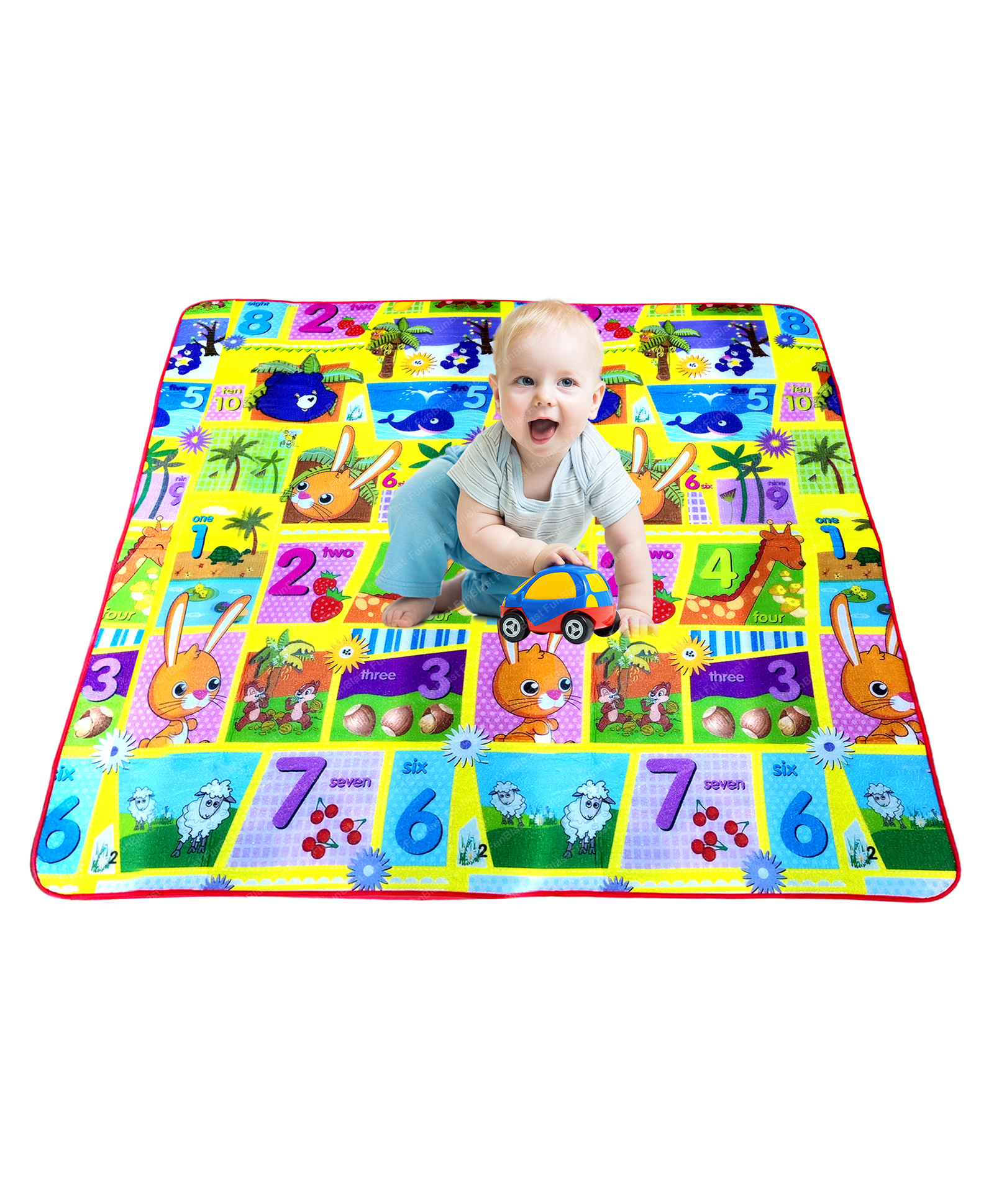 FunBlast Double Sided Baby Mat Carpet with Zip Bag to Carry (5 X 6 Feet) - Color May Vary-picture-15