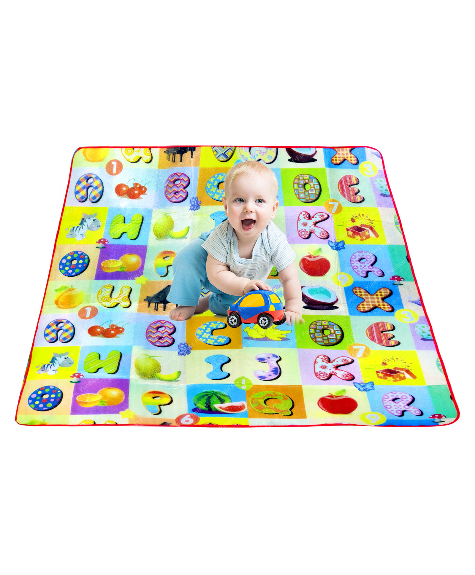 FunBlast Double Sided Baby Mat Carpet with Zip Bag to Carry(5 X 5 Feet) - Color May Vary-image-34