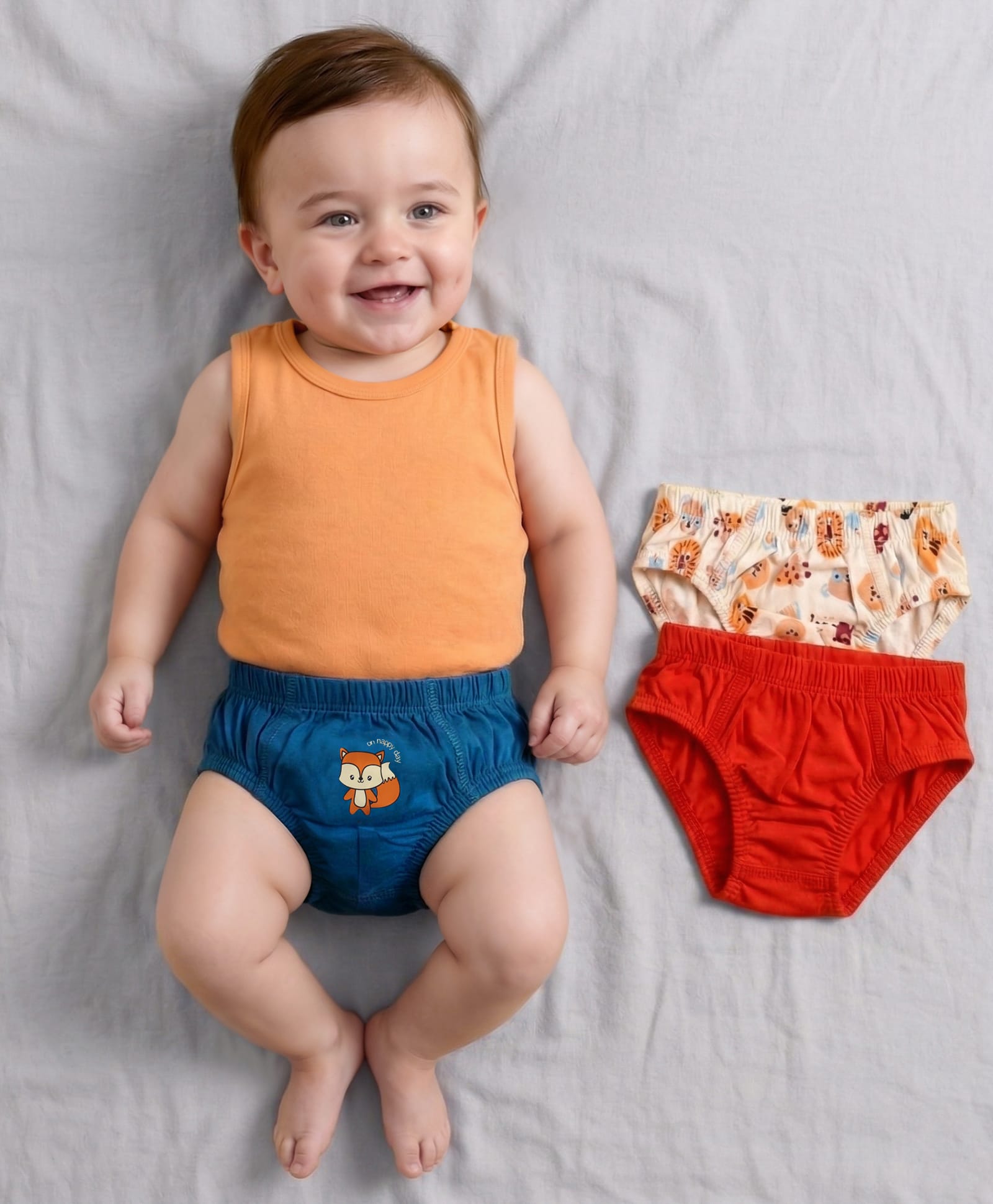 Babyoye 100% Cotton Knit With Antibacterial Finish Printed Briefs -  Multicolour-image-1