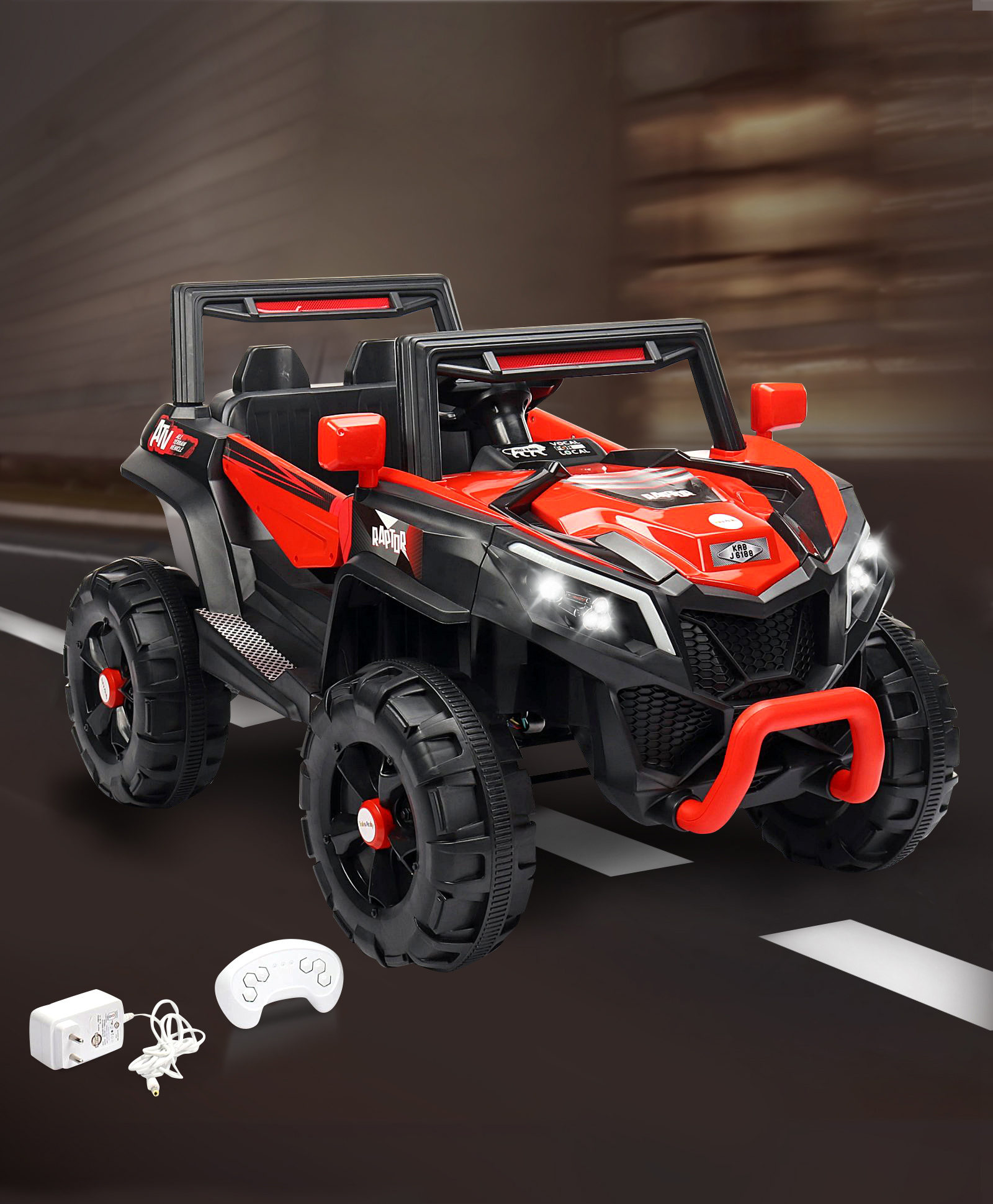 Battery Operated Ride On Jeep With Music and Lights - Red-image-46