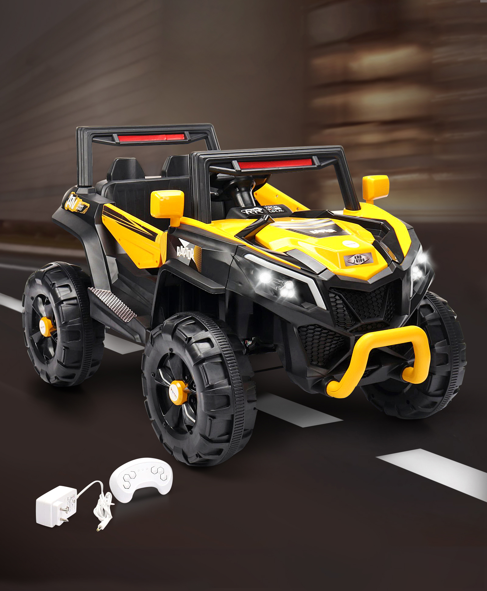 Battery Operated Ride On Jeep With Music and Lights - Yellow-image-42