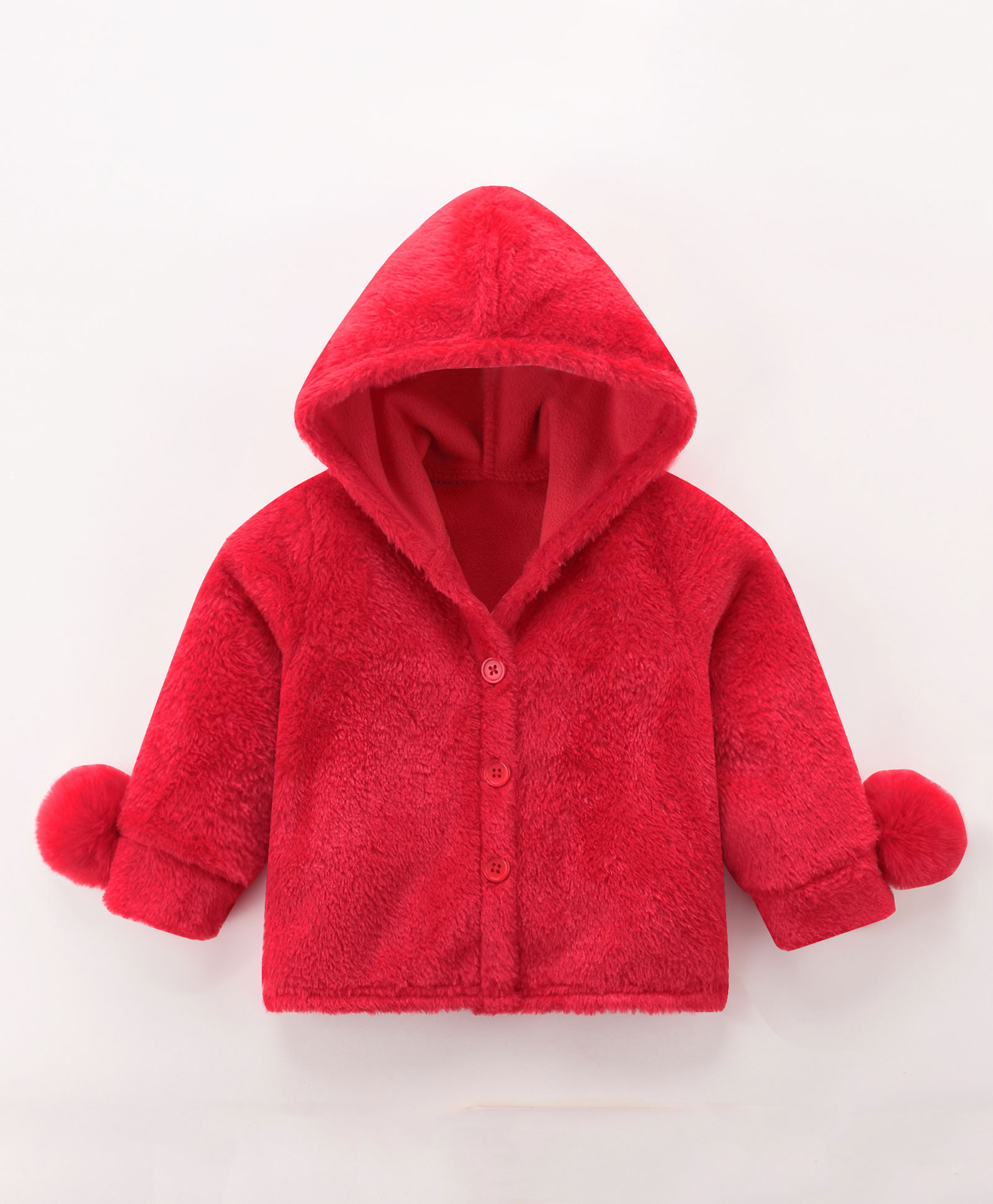 Kookie Kids Full Sleeves Hooded Jacket Solid Colour - Red-image-32