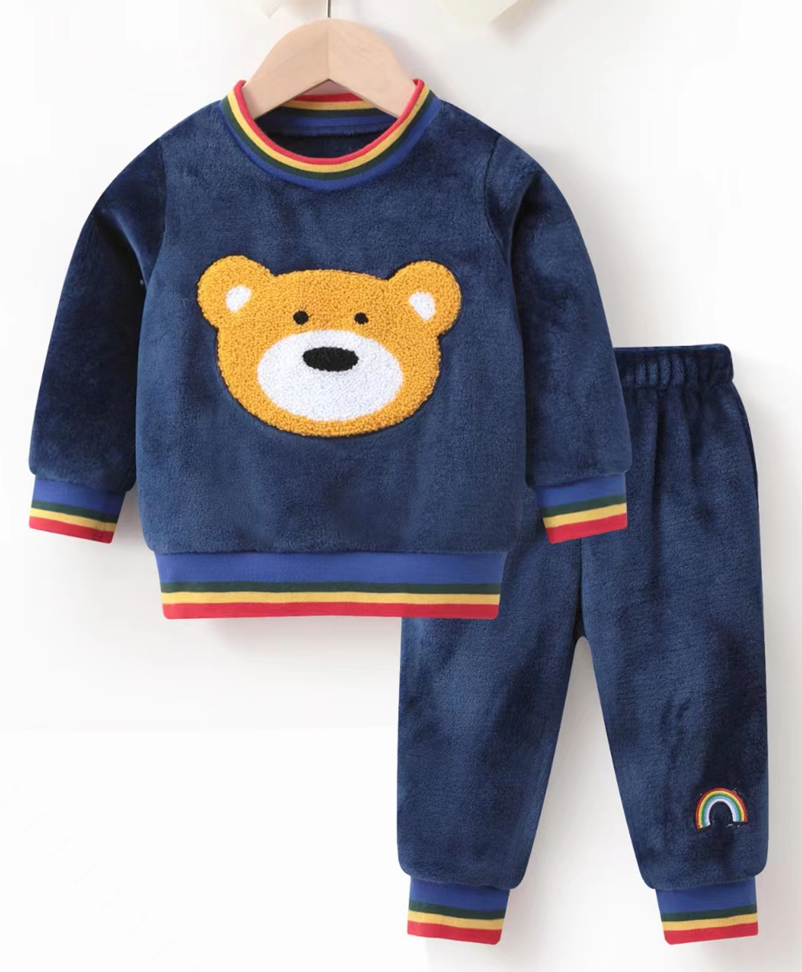 Kookie Kids Full Sleeves Winter Wear Suit Bear Applique - Blue-picture-14
