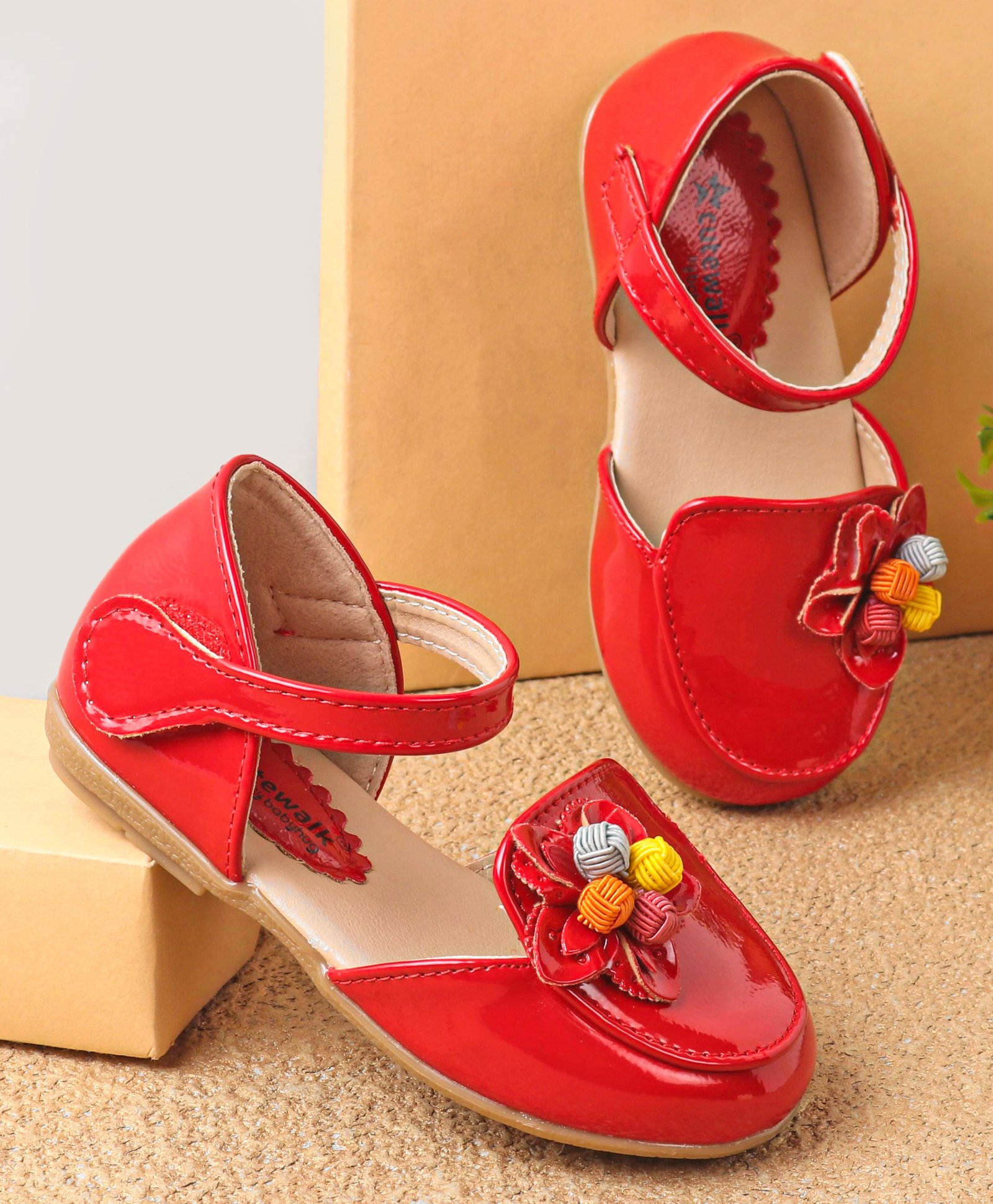 Cute Walk By Babyhug Bellies with Velcro Closure & Floral Applique - Red-picture-15