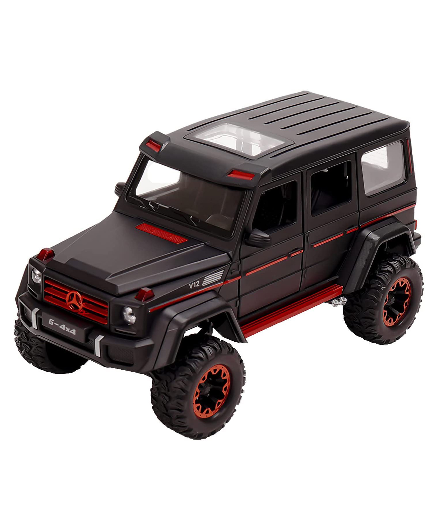 PLUSPOINT Diecast AMG G500 Off Road Toy Car Scale Model Pull Back Vehicles Alloy Simulation Supercar with Lights and Sound Also for Car Dashboard G500 - Black-picture-15