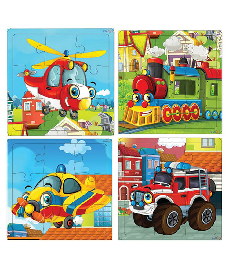 fiddlys Filddlys Vehicles Wooden Jigsaw Puzzles Pack of 4 - 9 Pieces each-picture-17