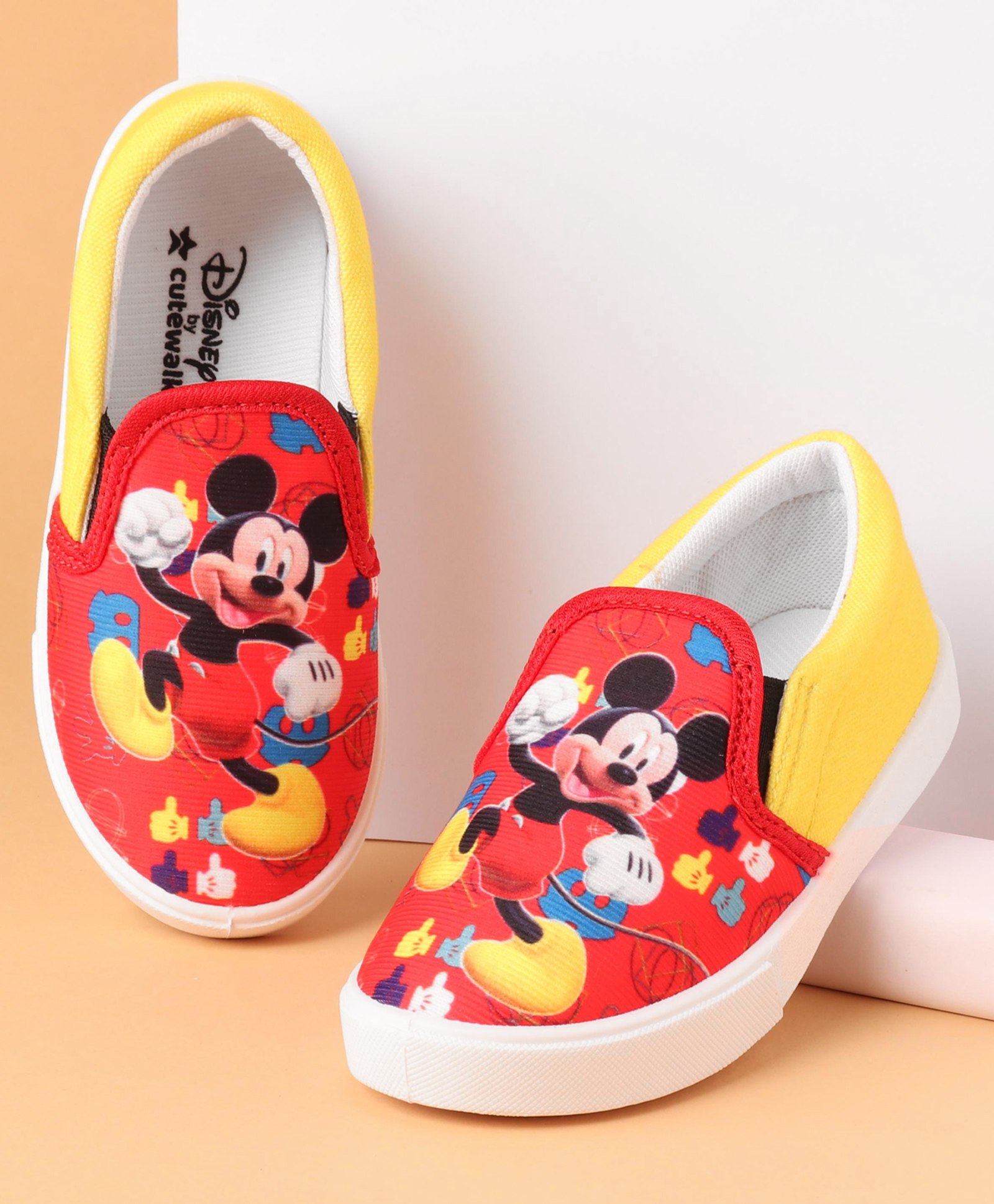 Cute Walk by Babyhug Slip On Casual Shoes Mickey Mouse Print - Red-image-31
