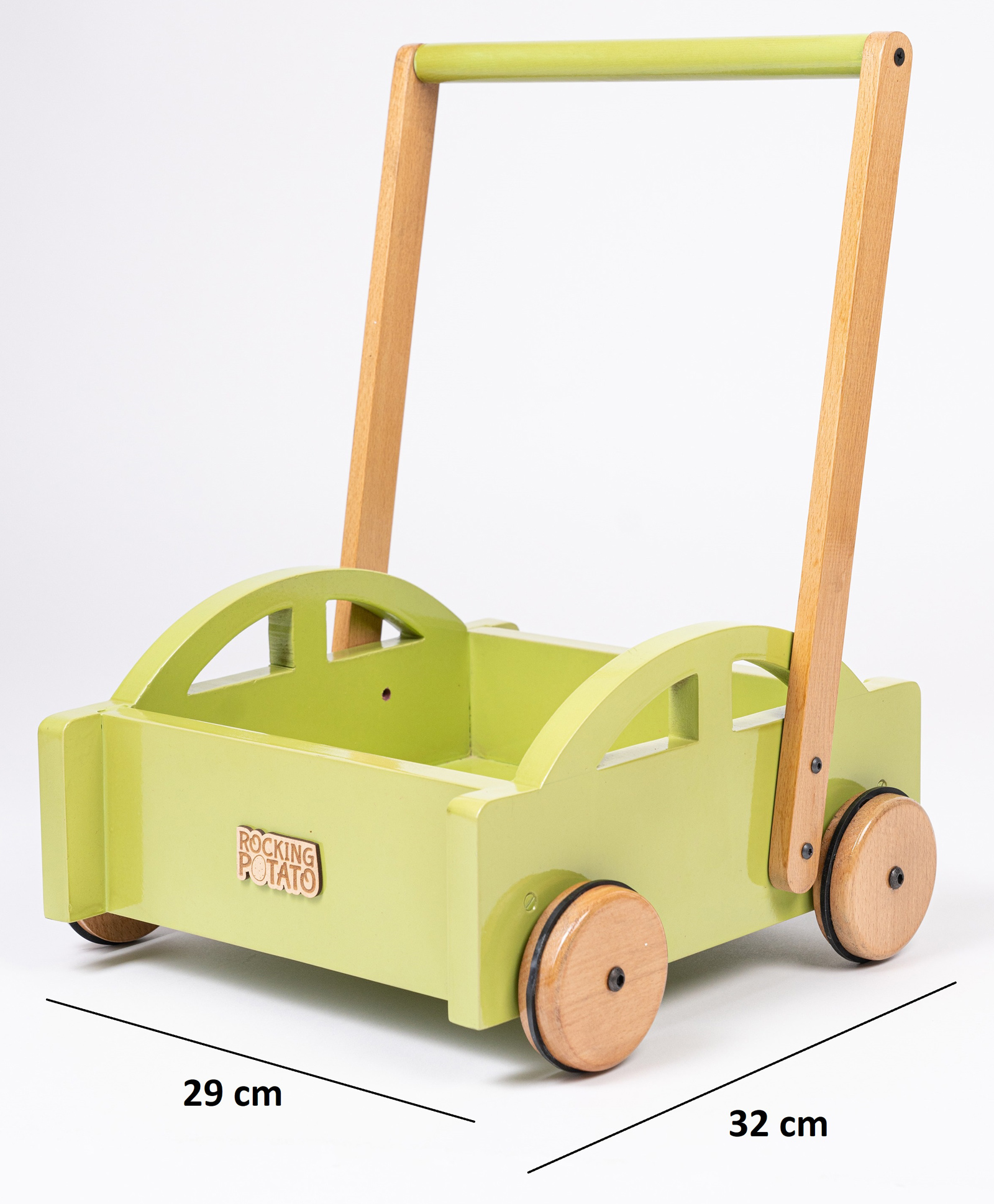 Rocking potato Wooden Push Cart Car shaped - Green